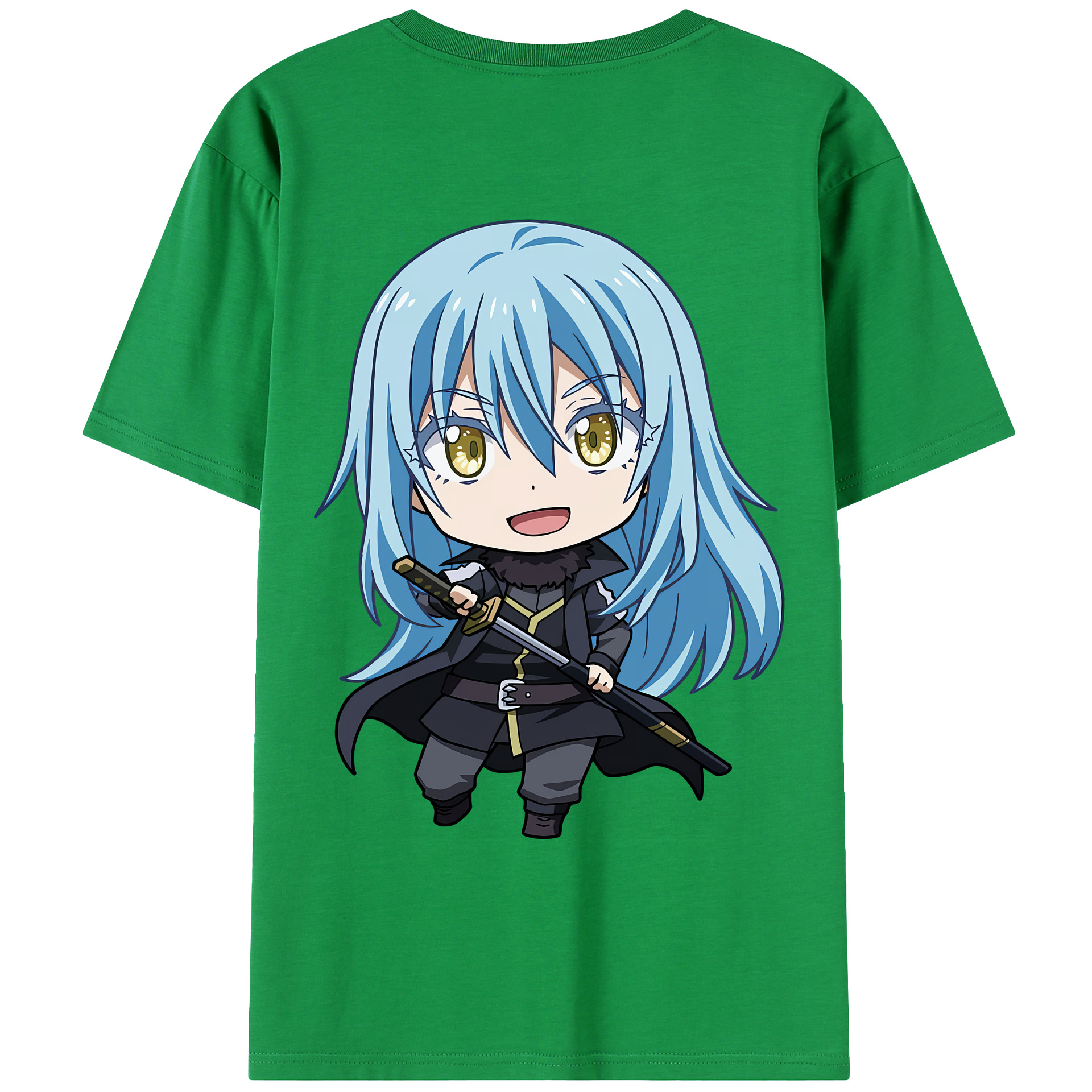 （画像用） 転スラ Regarding Reincarnated to Slime 綿100％ メンズ半袖Tシャツ（バックプリント） 通気性