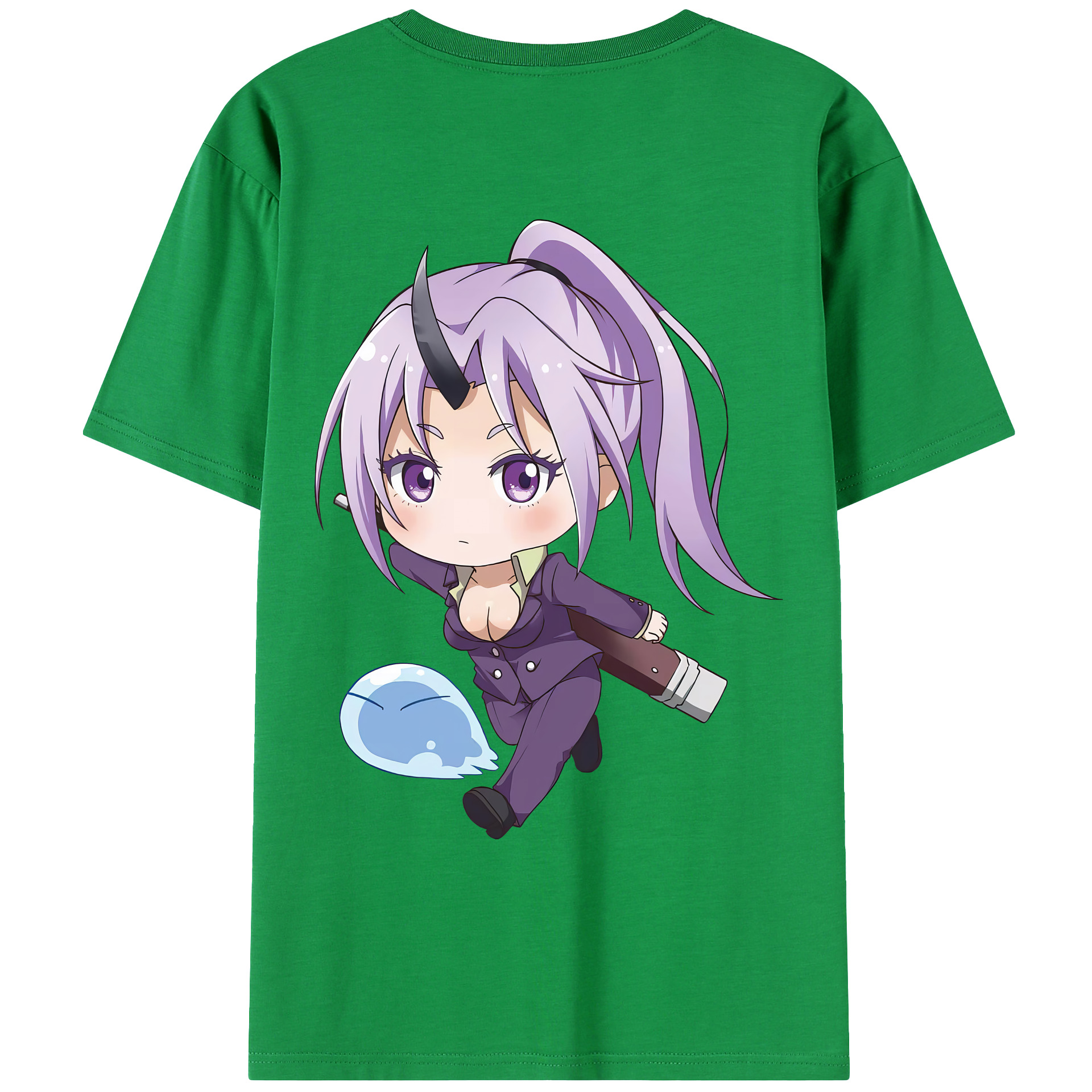 （画像用） 転スラ Regarding Reincarnated to Slime 綿100％ メンズ半袖Tシャツ（バックプリント） 通気性