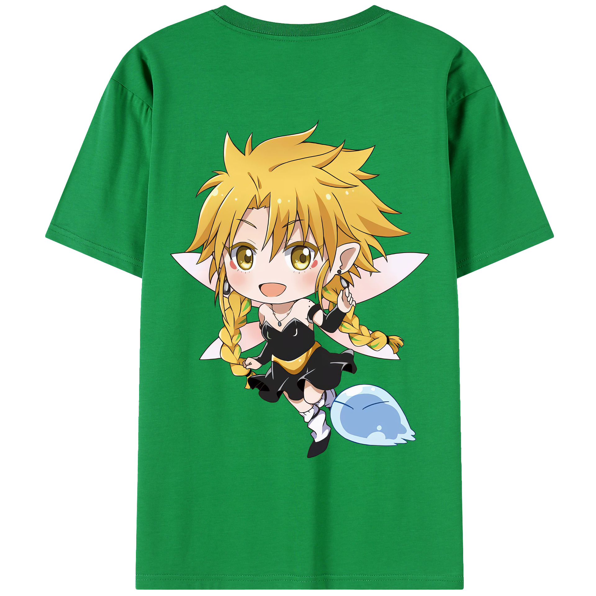 （画像用） 転スラ Regarding Reincarnated to Slime 綿100％ メンズ半袖Tシャツ（バックプリント） 通気性