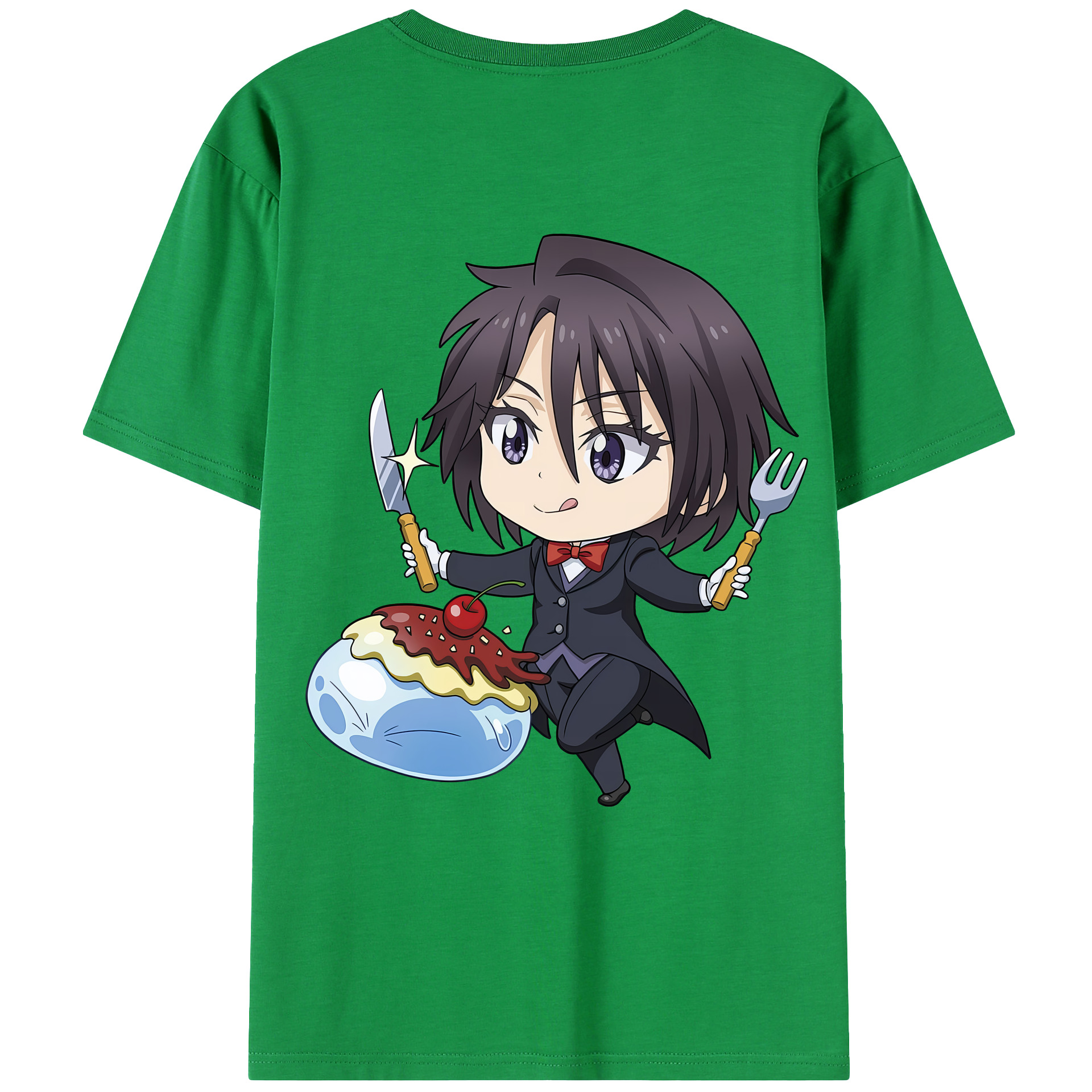 （画像用） 転スラ Regarding Reincarnated to Slime 綿100％ メンズ半袖Tシャツ（バックプリント） 通気性