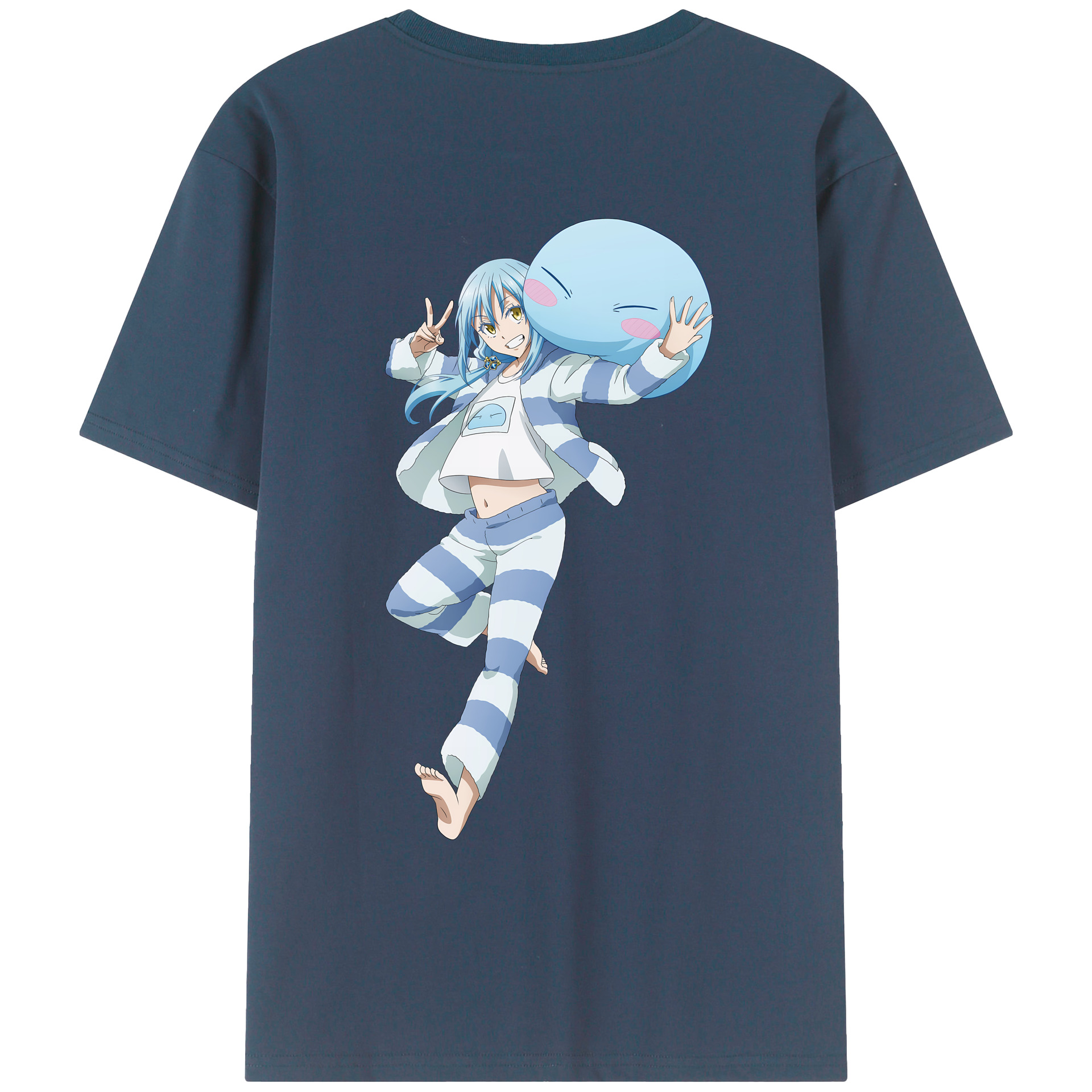 （画像用） 転スラ Regarding Reincarnated to Slime 綿100％ メンズ半袖Tシャツ（バックプリント） 通気性