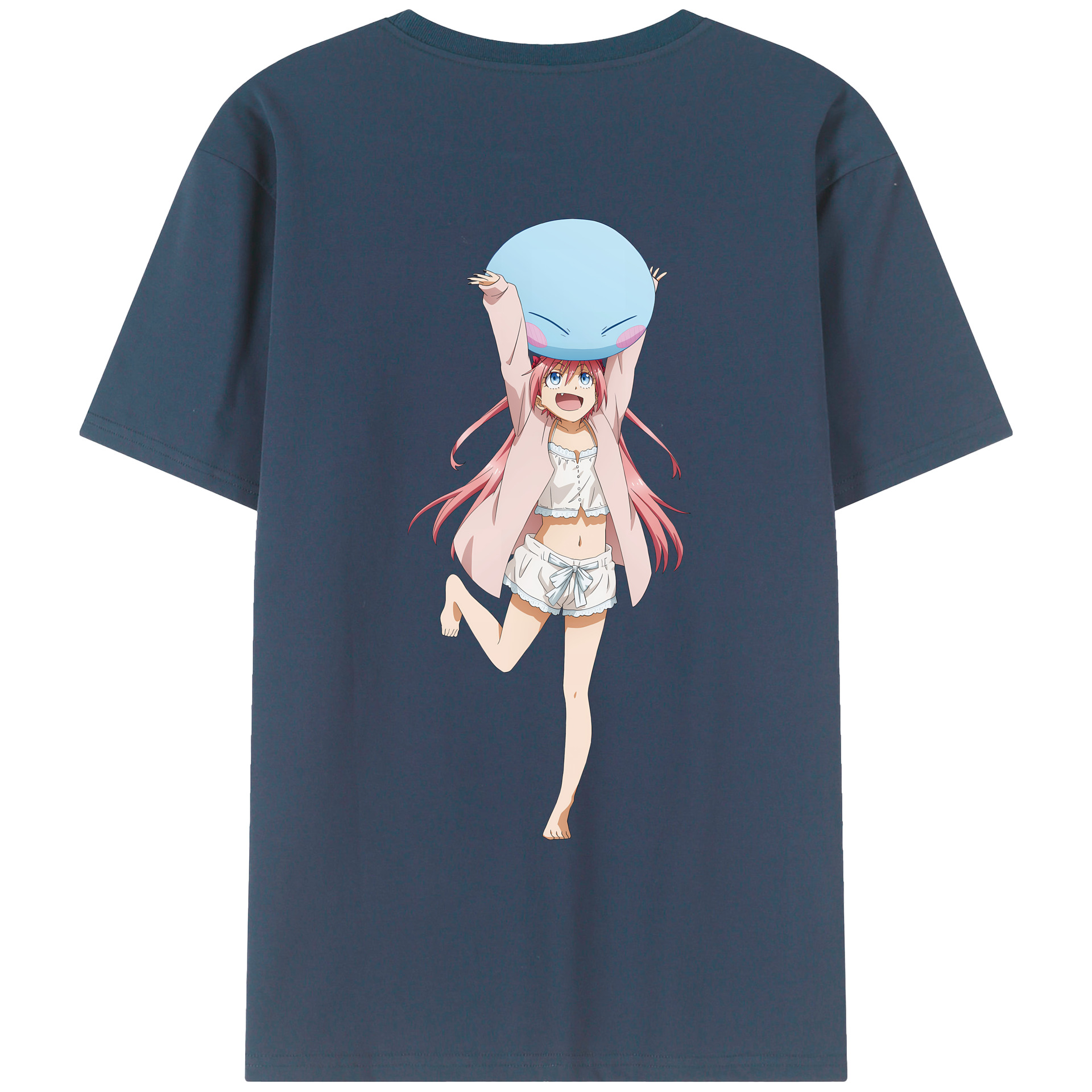 （画像用） 転スラ Regarding Reincarnated to Slime 綿100％ メンズ半袖Tシャツ（バックプリント） 通気性