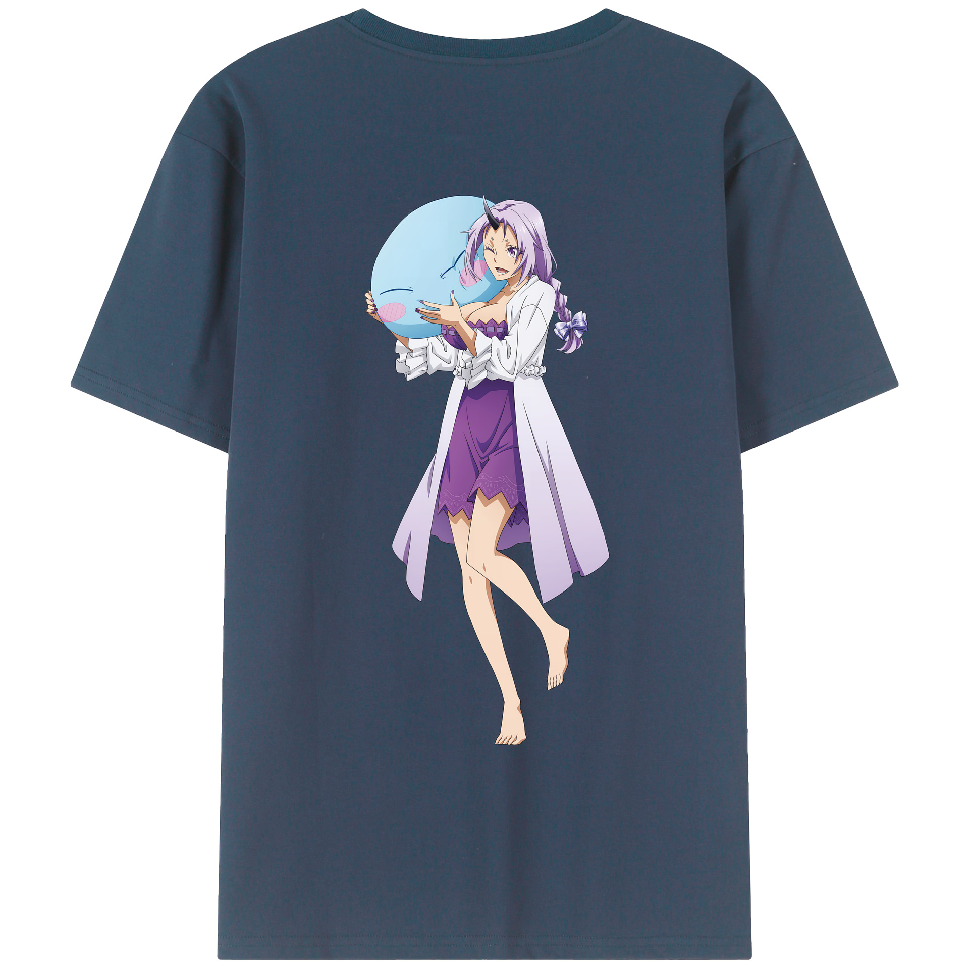 （画像用） 転スラ Regarding Reincarnated to Slime 綿100％ メンズ半袖Tシャツ（バックプリント） 通気性