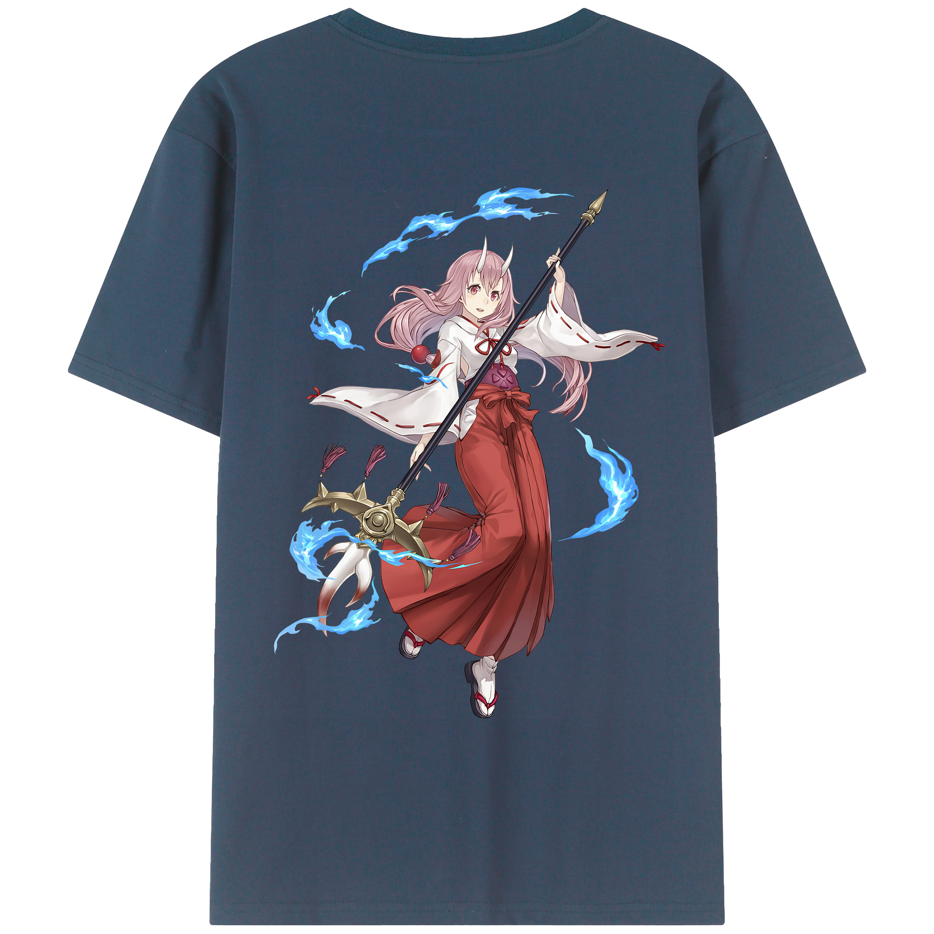 （画像用） 転スラ Regarding Reincarnated to Slime 綿100％ メンズ半袖Tシャツ（バックプリント） 通気性