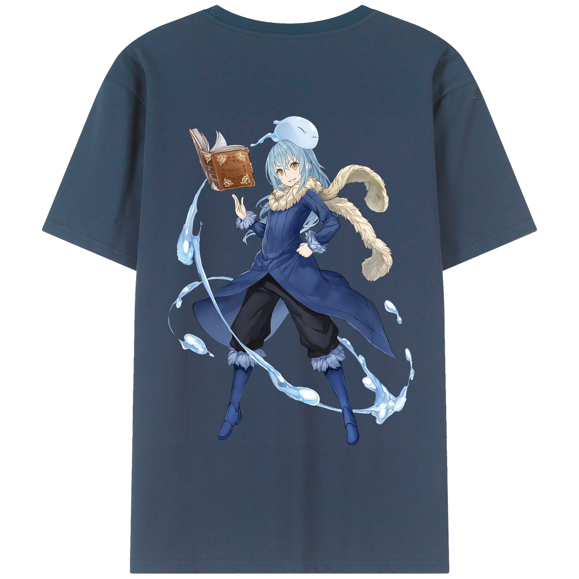（画像用） 転スラ Regarding Reincarnated to Slime 綿100％ メンズ半袖Tシャツ（バックプリント） 通気性