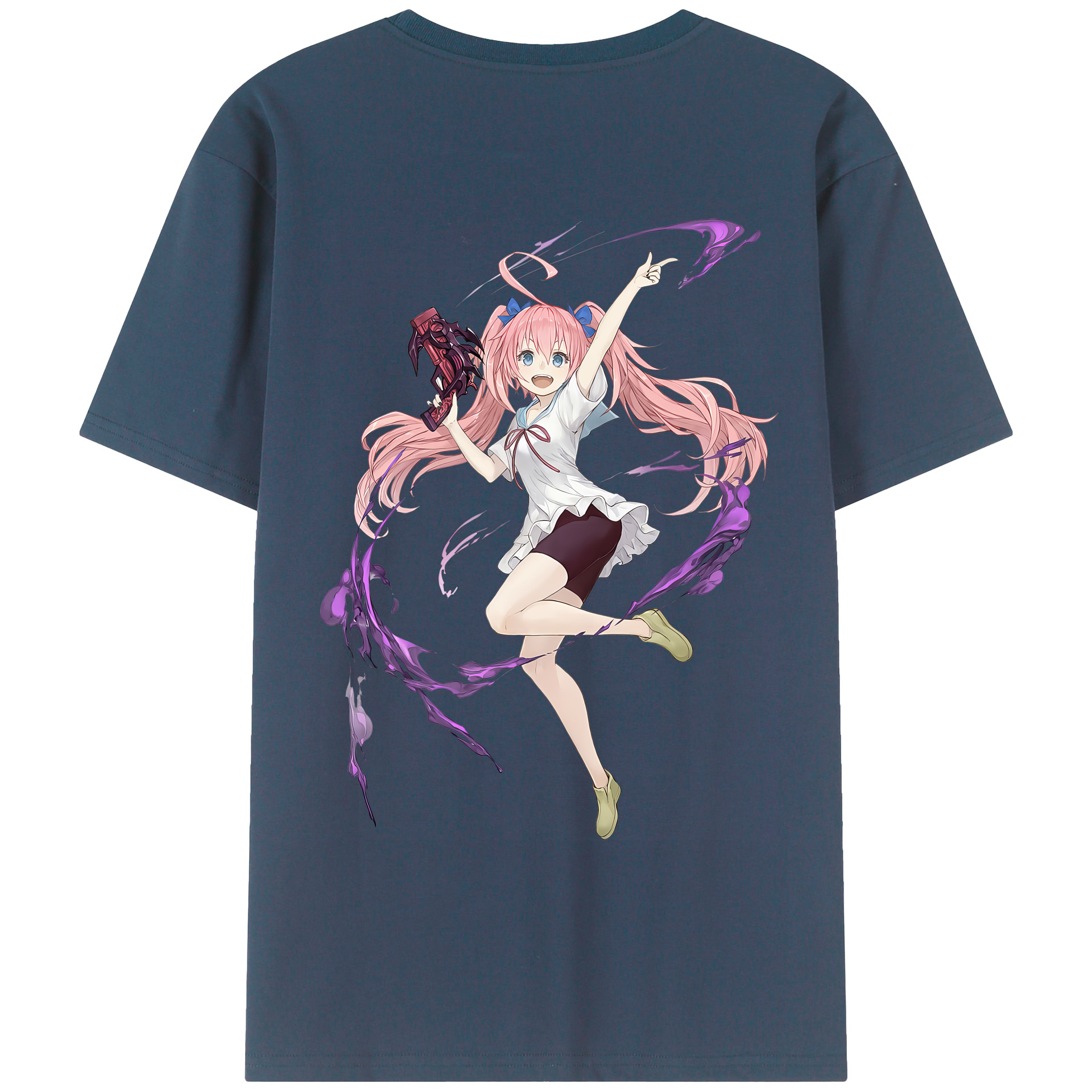 （画像用） 転スラ Regarding Reincarnated to Slime 綿100％ メンズ半袖Tシャツ（バックプリント） 通気性