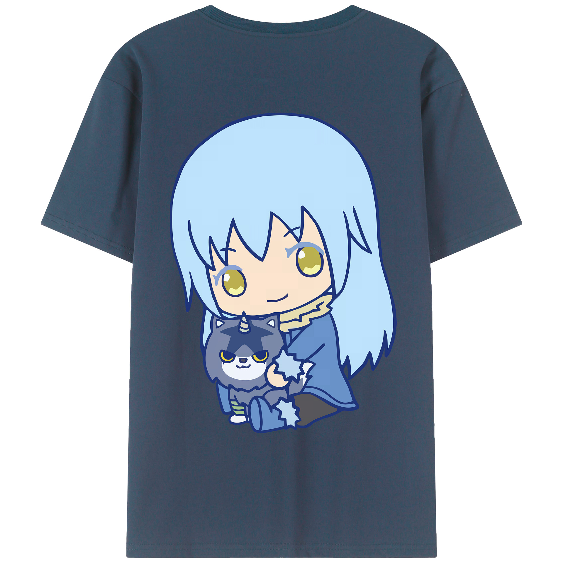 （画像用） 転スラ Regarding Reincarnated to Slime 綿100％ メンズ半袖Tシャツ（バックプリント） 通気性