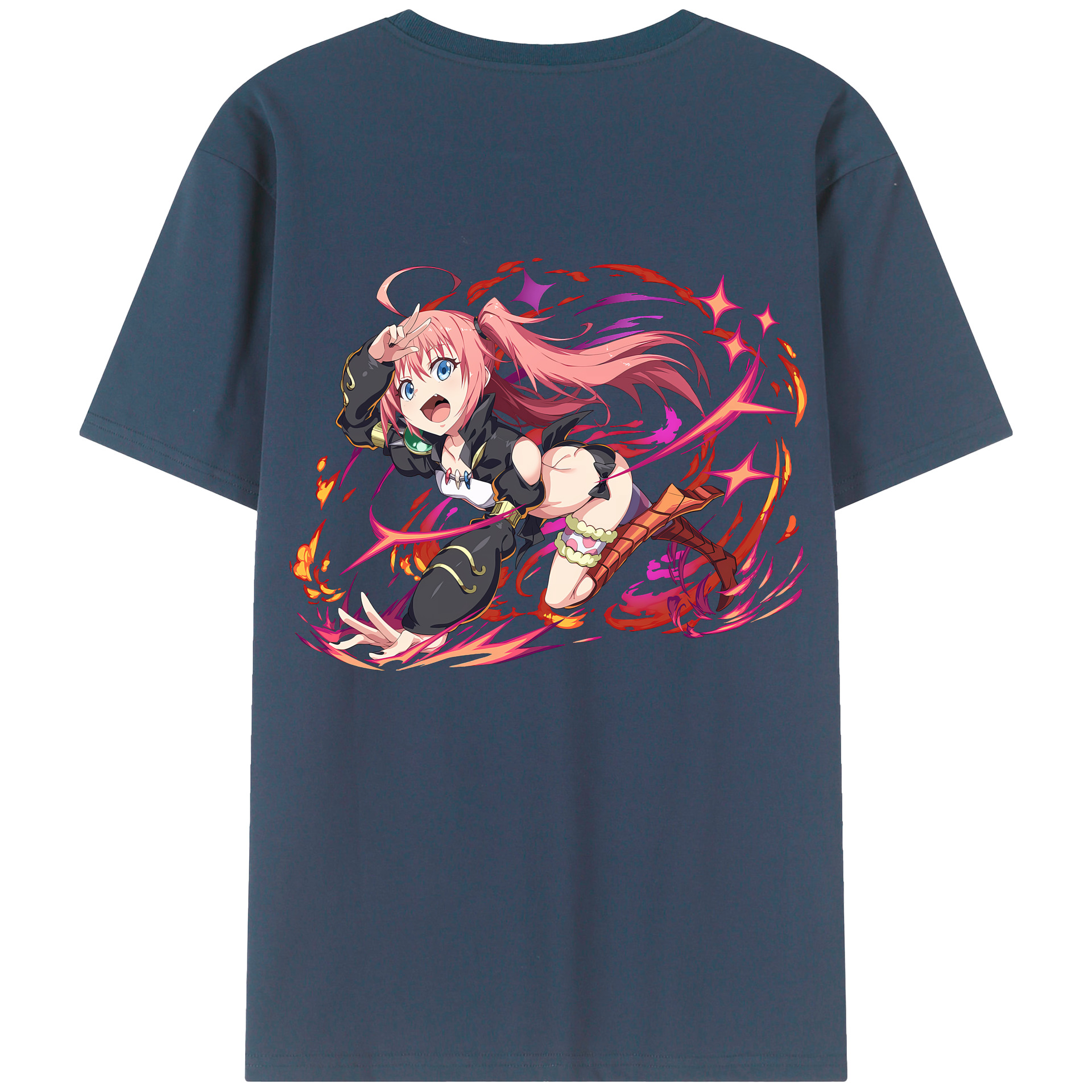 （画像用） 転スラ Regarding Reincarnated to Slime 綿100％ メンズ半袖Tシャツ（バックプリント） 通気性
