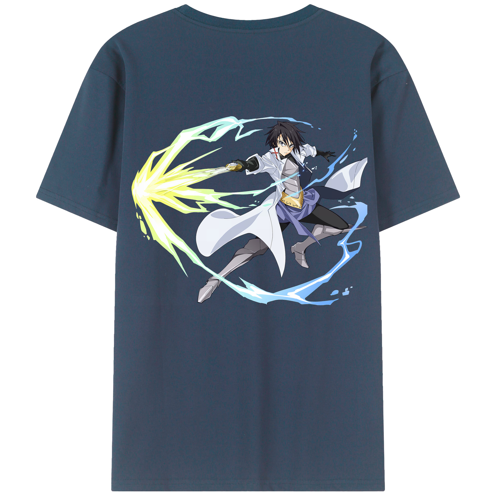 （画像用） 転スラ Regarding Reincarnated to Slime 綿100％ メンズ半袖Tシャツ（バックプリント） 通気性