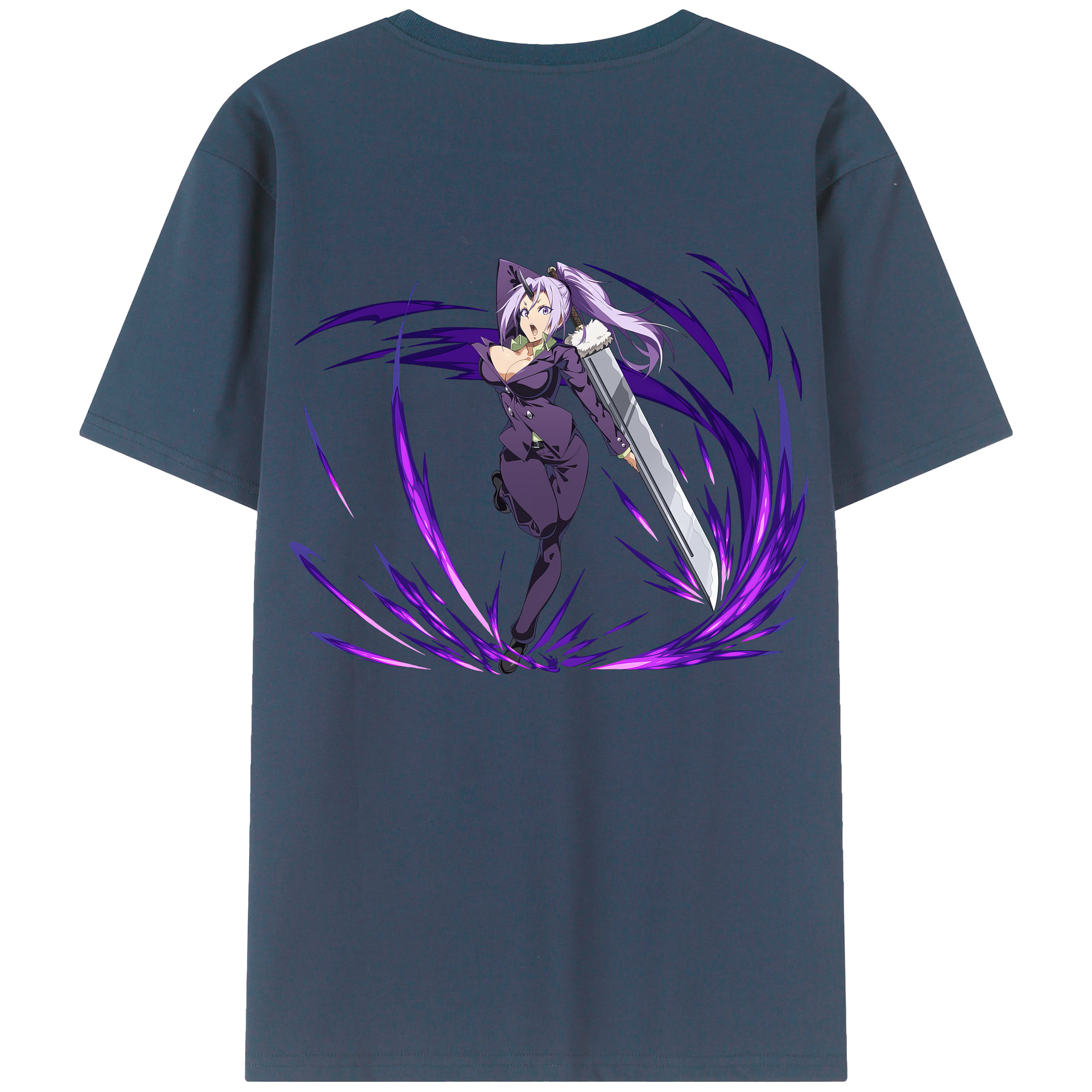 （画像用） 転スラ Regarding Reincarnated to Slime 綿100％ メンズ半袖Tシャツ（バックプリント） 通気性