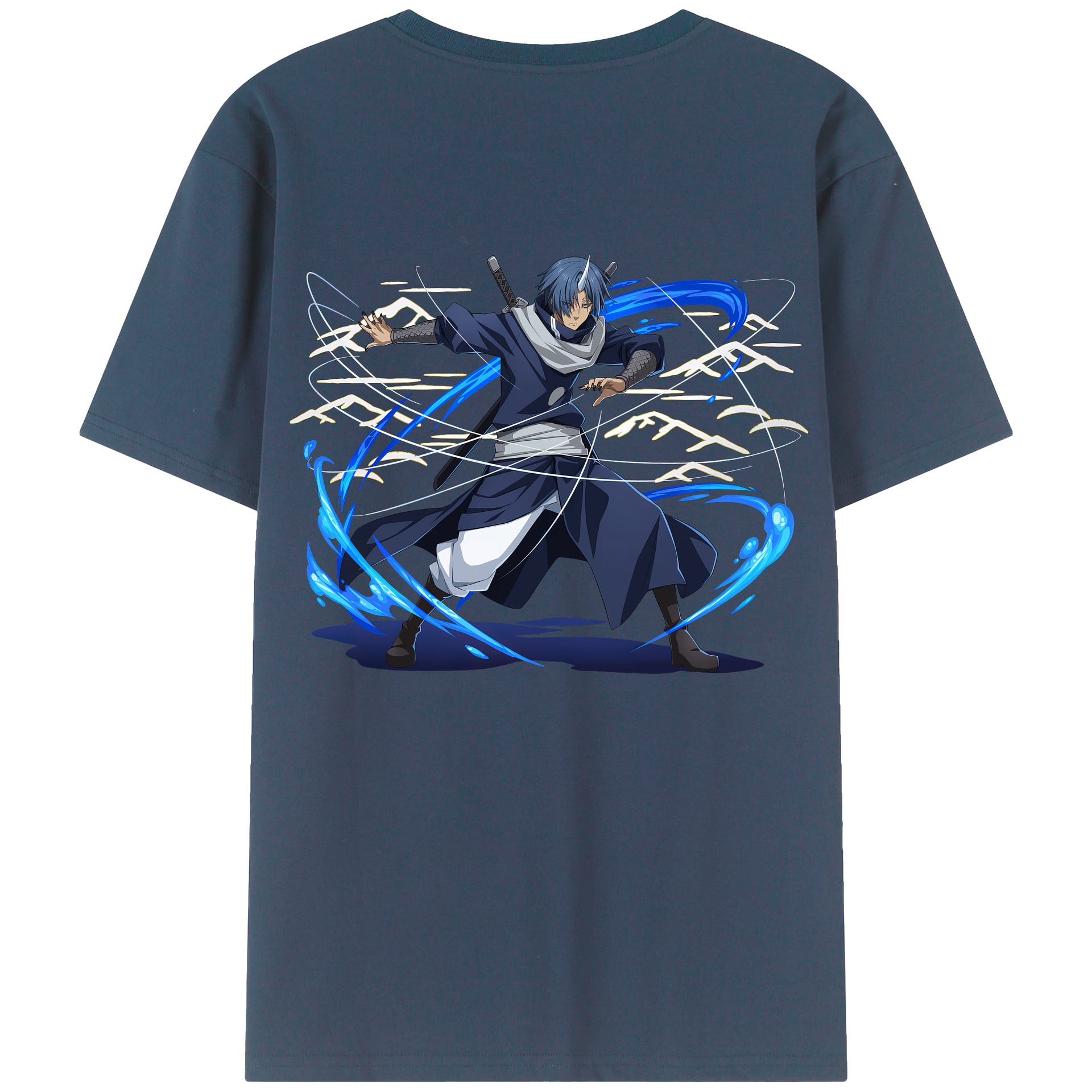 （画像用） 転スラ Regarding Reincarnated to Slime 綿100％ メンズ半袖Tシャツ（バックプリント） 通気性
