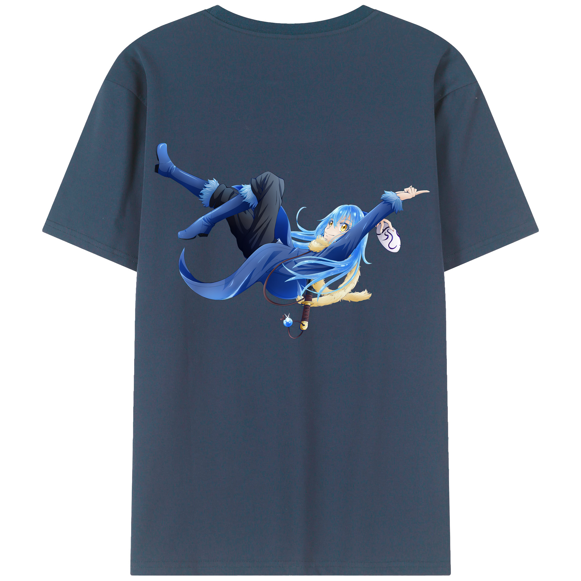 （画像用） 転スラ Regarding Reincarnated to Slime 綿100％ メンズ半袖Tシャツ（バックプリント） 通気性