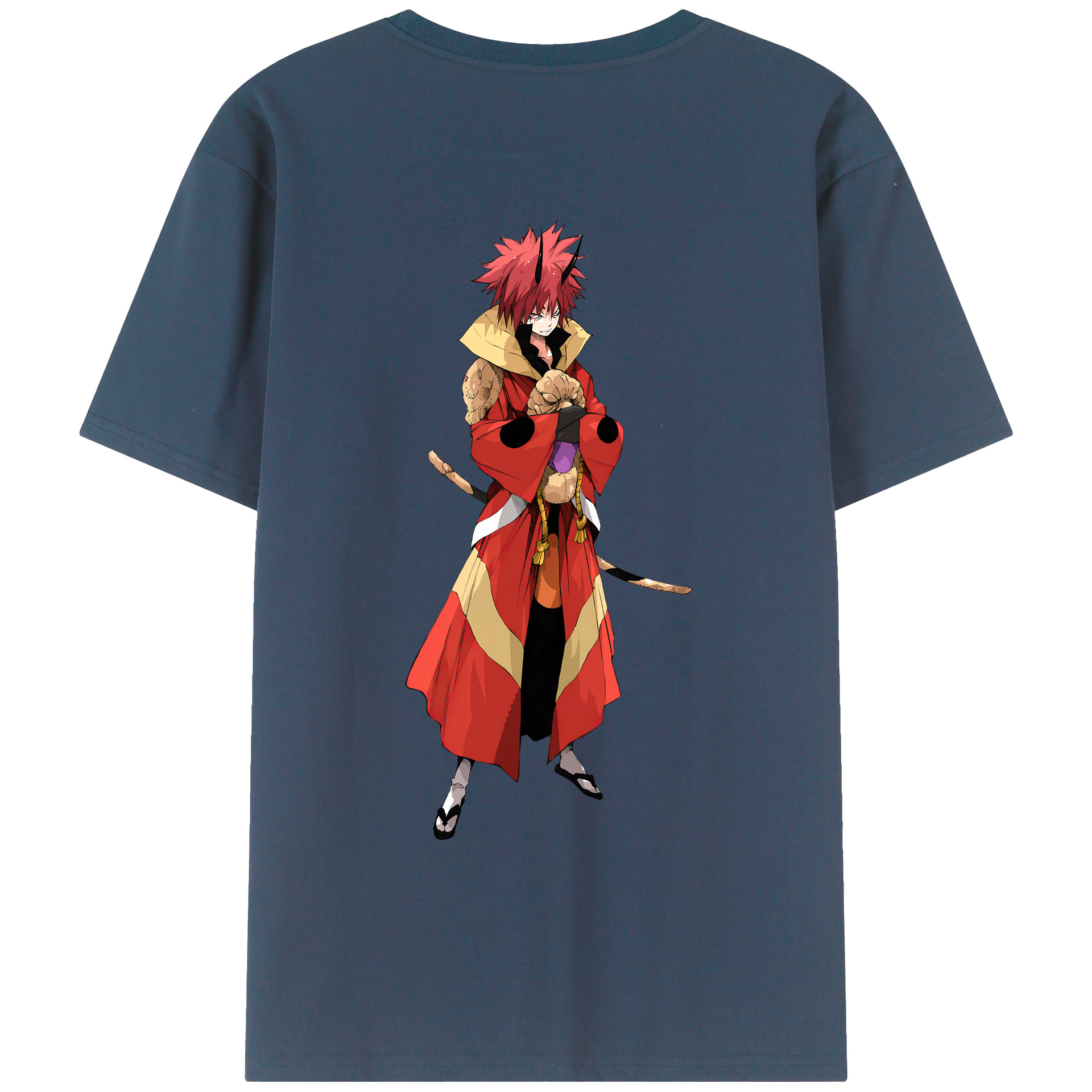 （画像用） 転スラ Regarding Reincarnated to Slime 綿100％ メンズ半袖Tシャツ（バックプリント） 通気性