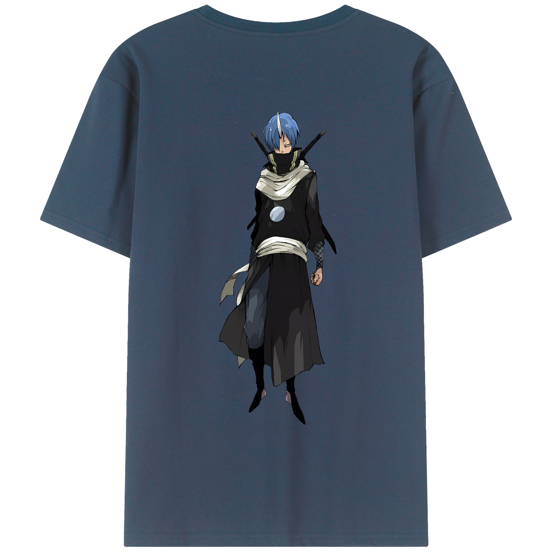 （画像用） 転スラ Regarding Reincarnated to Slime 綿100％ メンズ半袖Tシャツ（バックプリント） 通気性