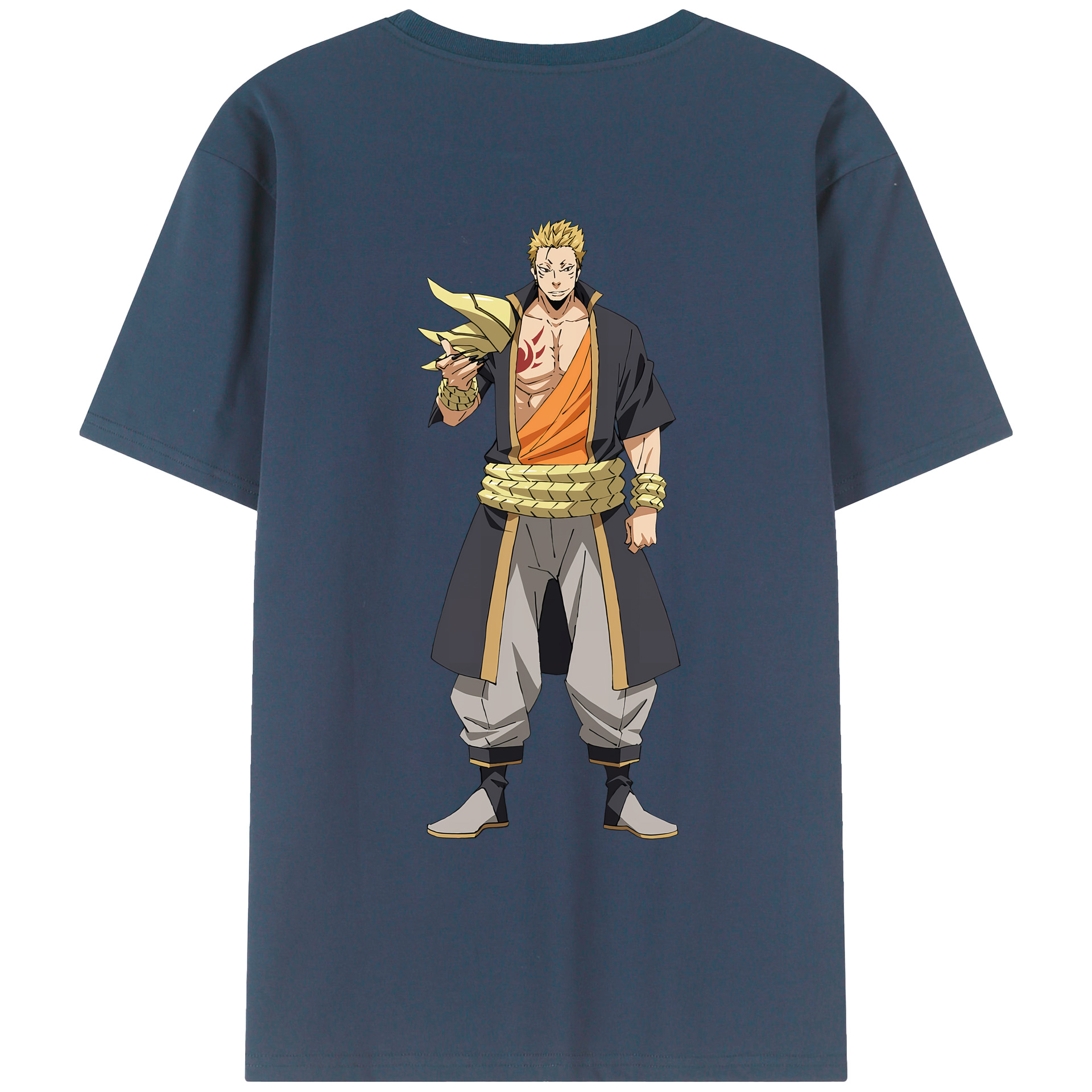 （画像用） 転スラ Regarding Reincarnated to Slime 綿100％ メンズ半袖Tシャツ（バックプリント） 通気性