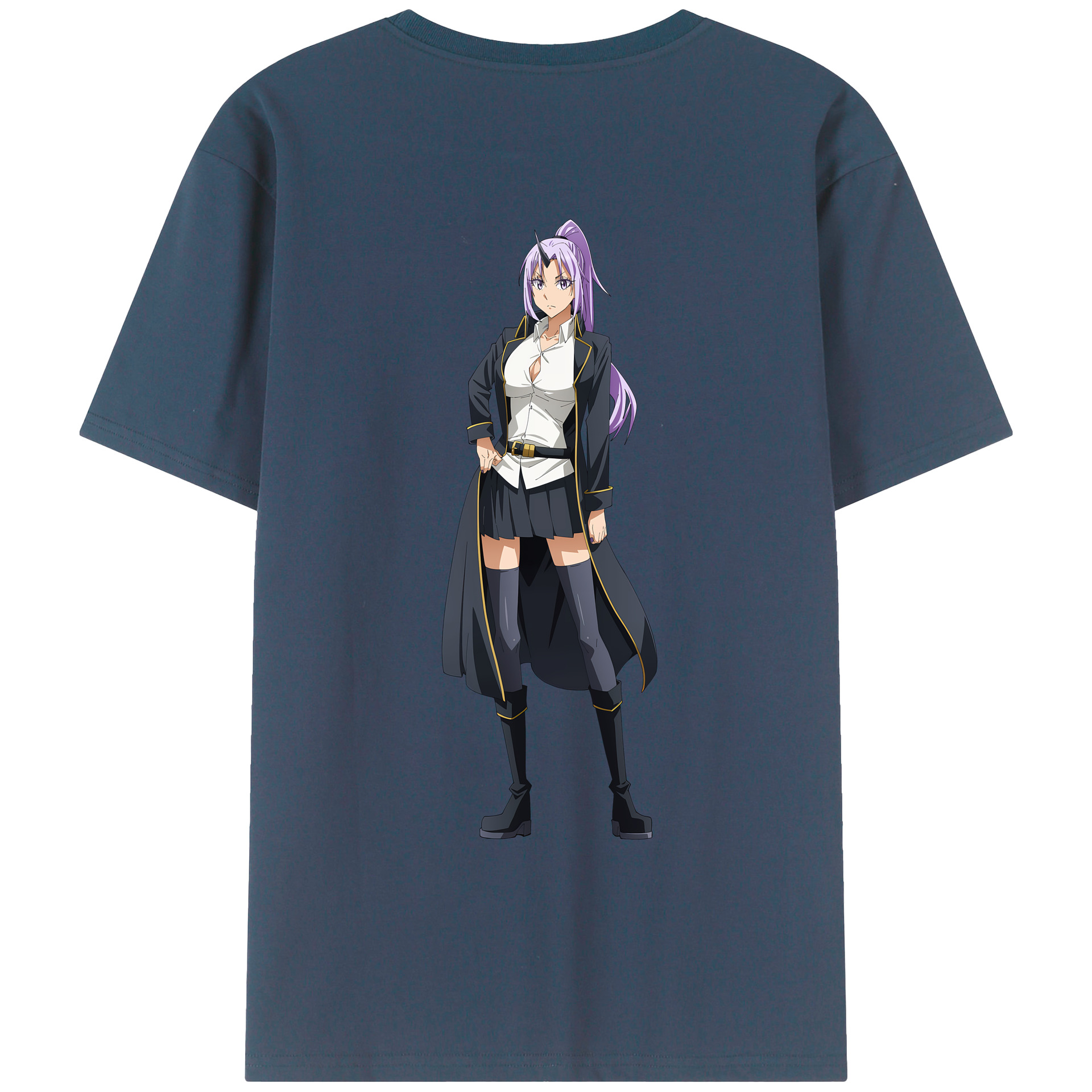 （画像用） 転スラ Regarding Reincarnated to Slime 綿100％ メンズ半袖Tシャツ（バックプリント） 通気性