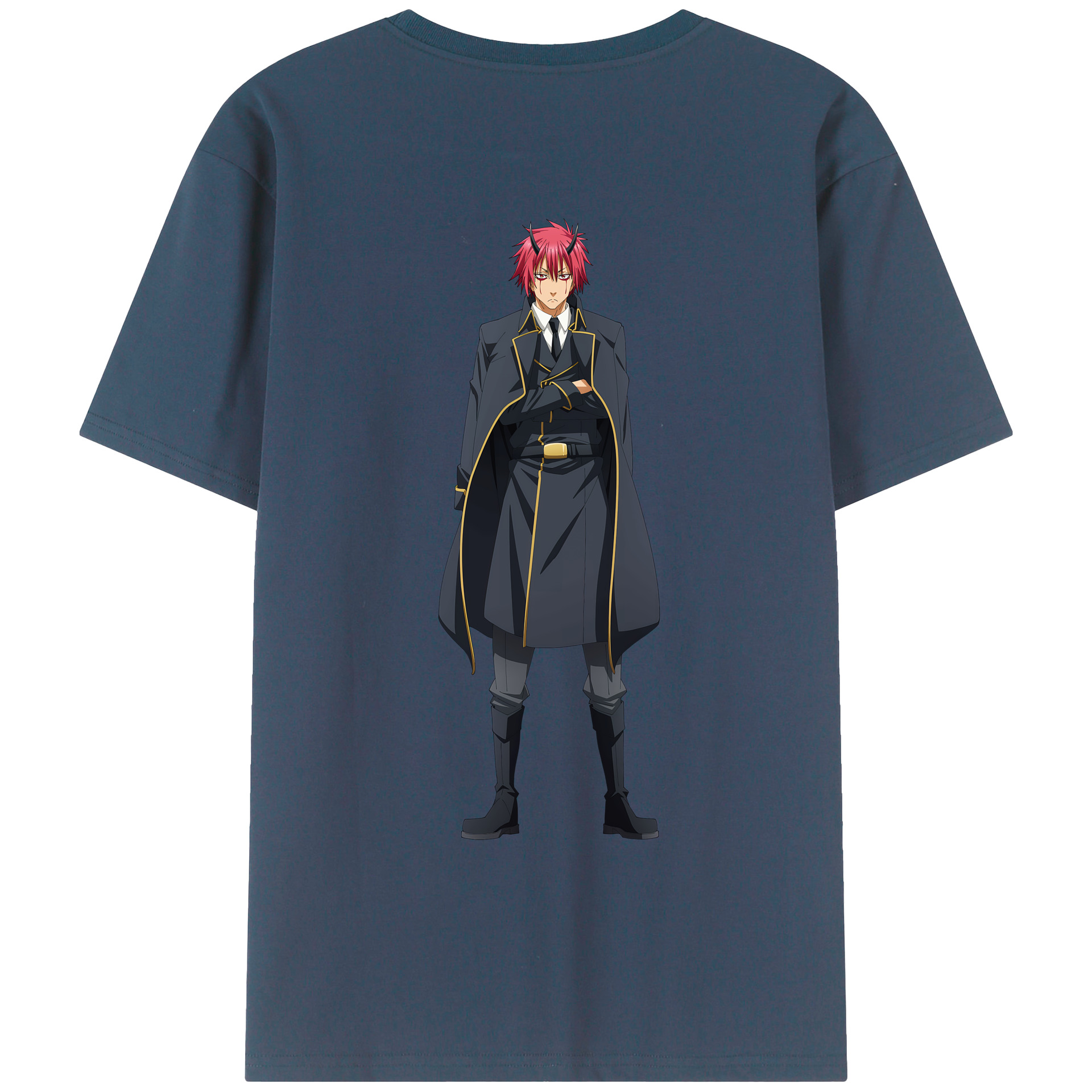 （画像用） 転スラ Regarding Reincarnated to Slime 綿100％ メンズ半袖Tシャツ（バックプリント） 通気性