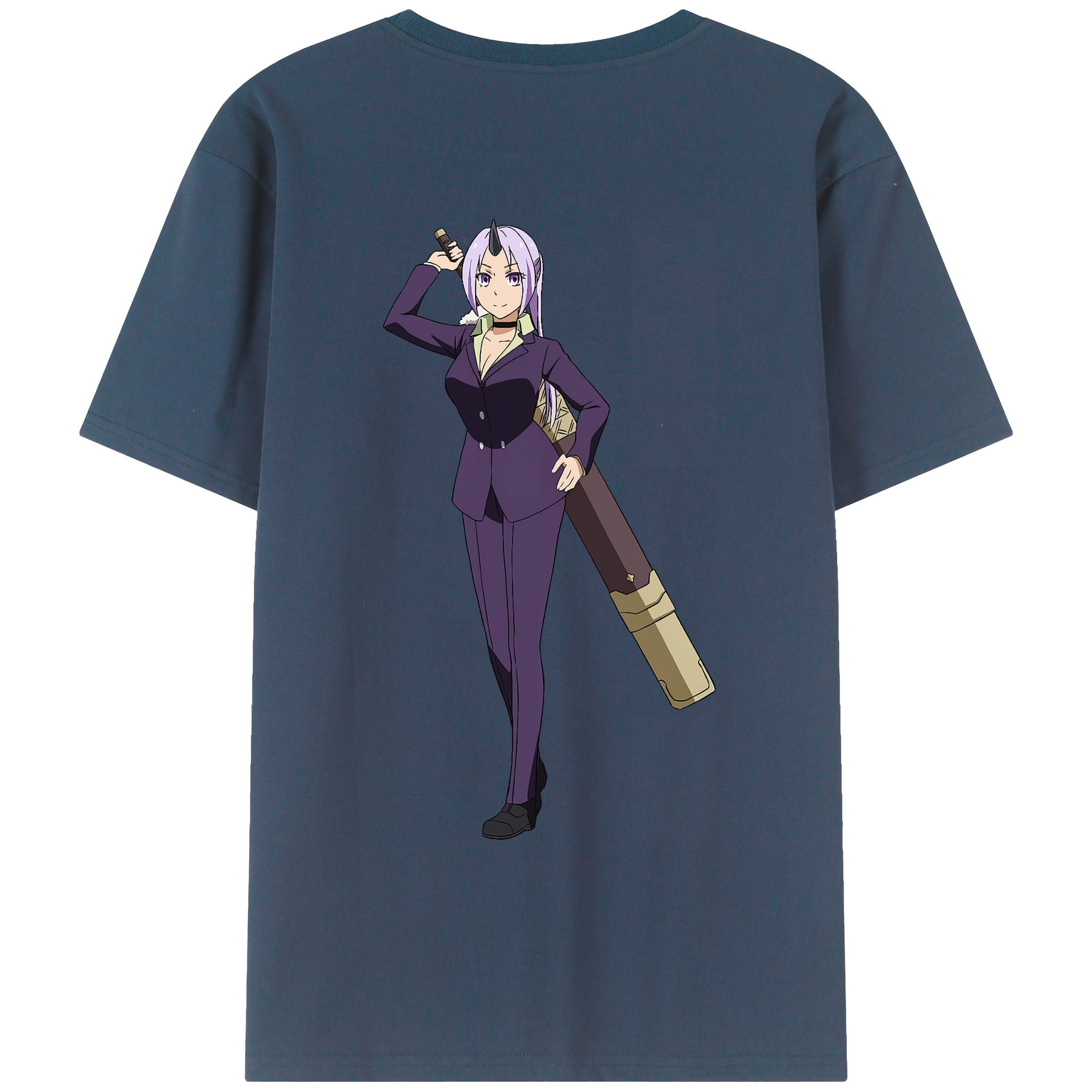 （画像用） 転スラ Regarding Reincarnated to Slime 綿100％ メンズ半袖Tシャツ（バックプリント） 通気性
