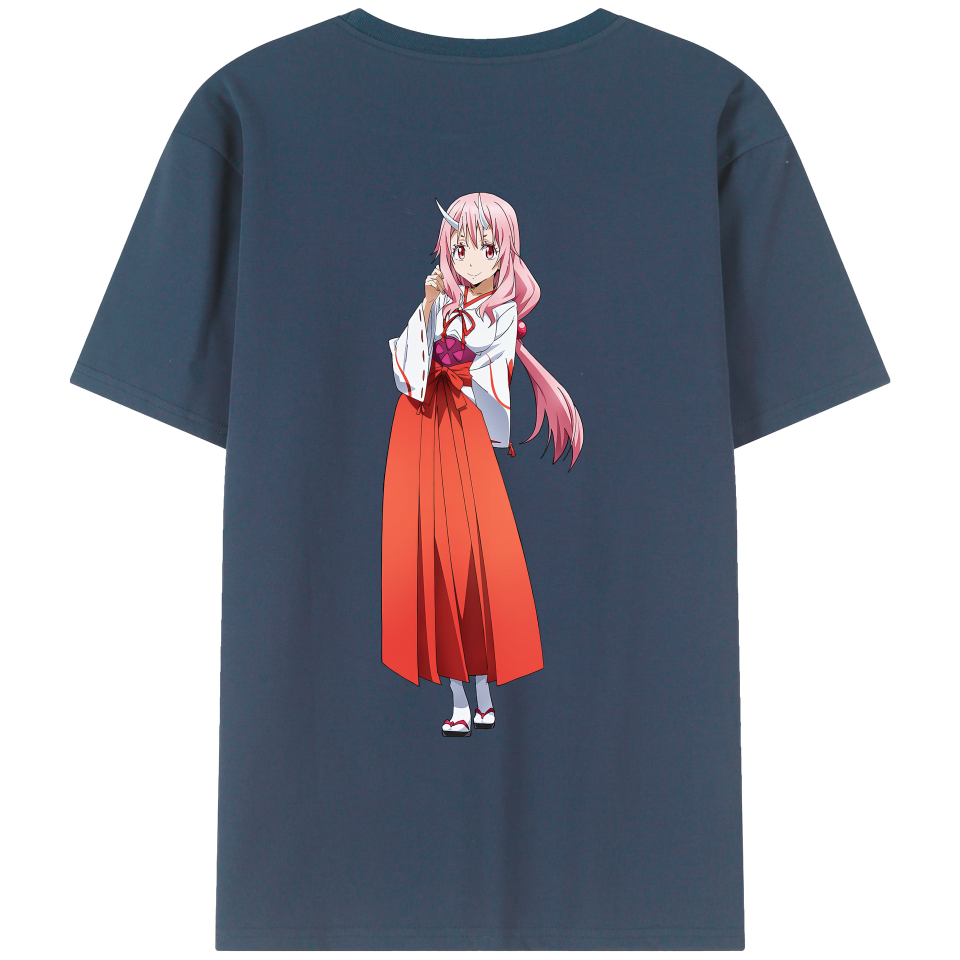（画像用） 転スラ Regarding Reincarnated to Slime 綿100％ メンズ半袖Tシャツ（バックプリント） 通気性