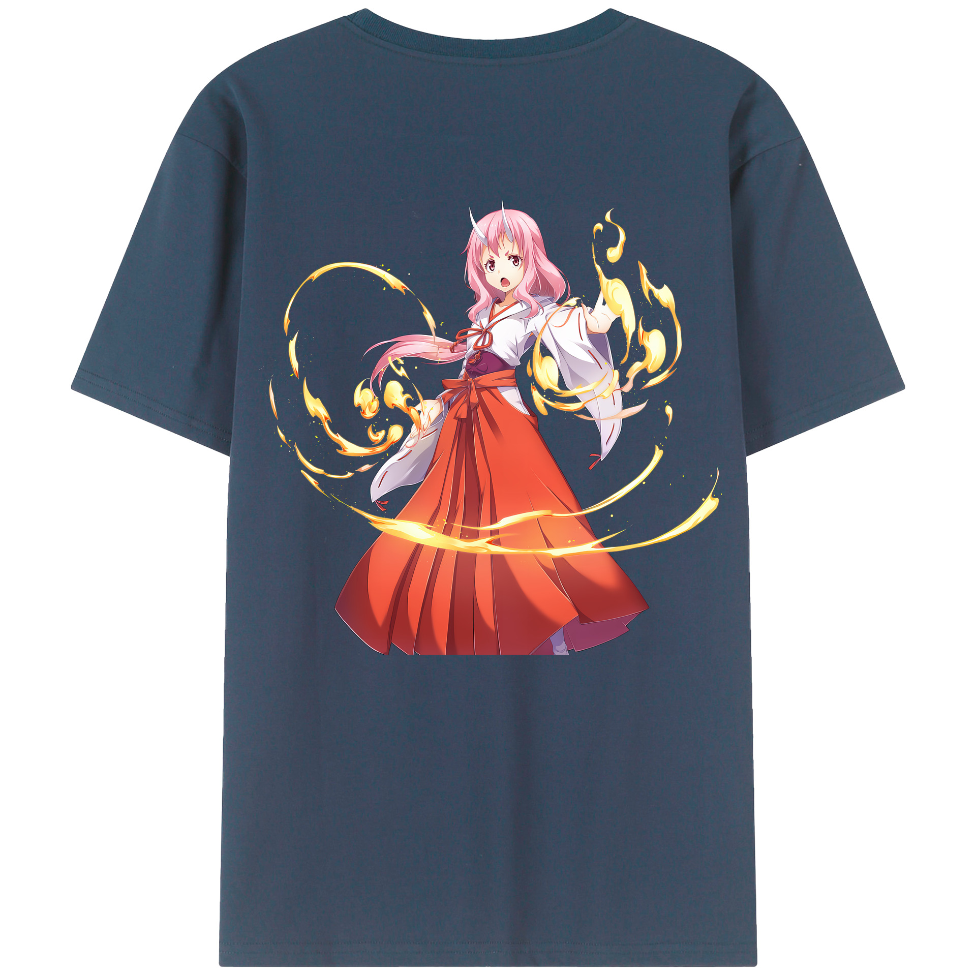 （画像用） 転スラ Regarding Reincarnated to Slime 綿100％ メンズ半袖Tシャツ（バックプリント） 通気性