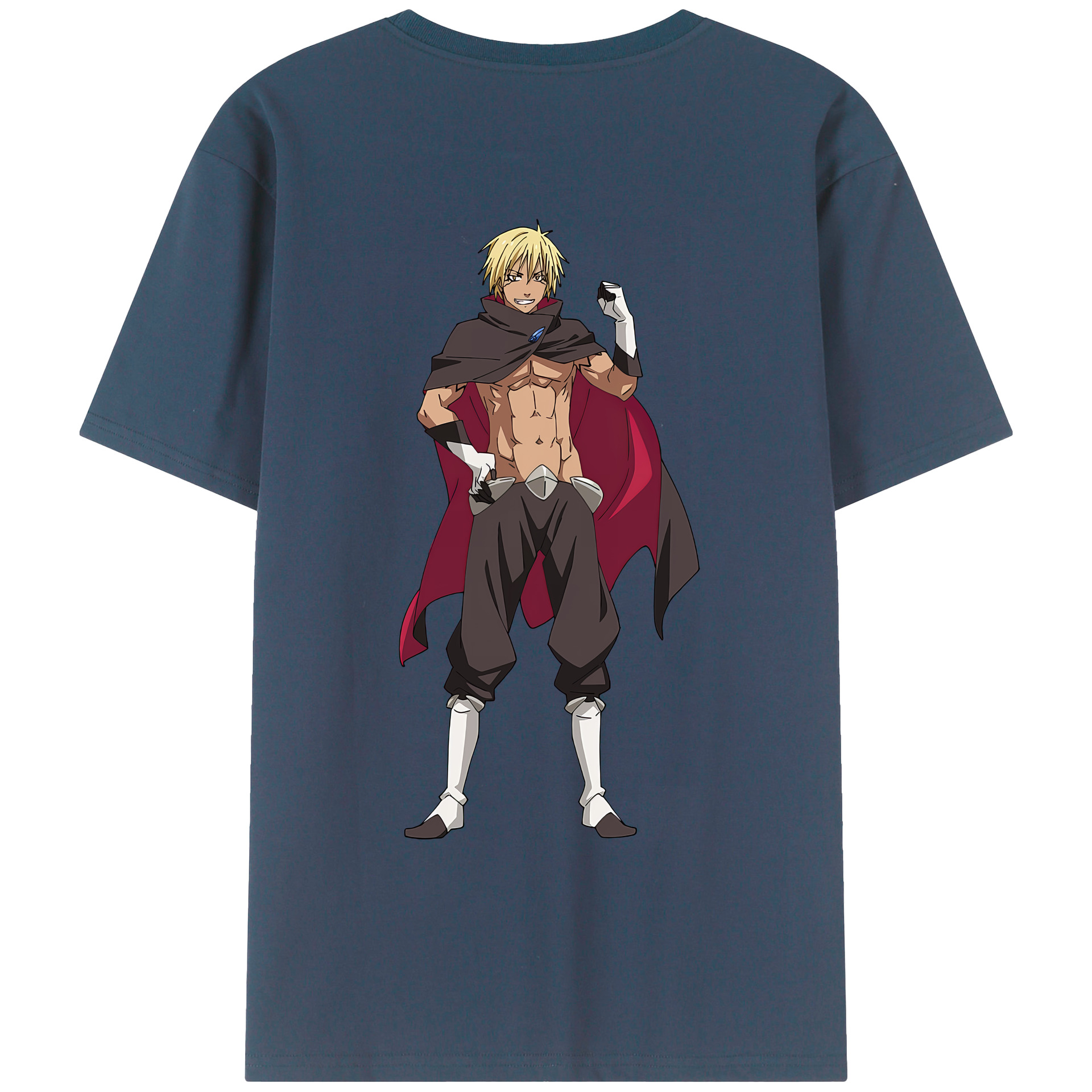 （画像用） 転スラ Regarding Reincarnated to Slime 綿100％ メンズ半袖Tシャツ（バックプリント） 通気性