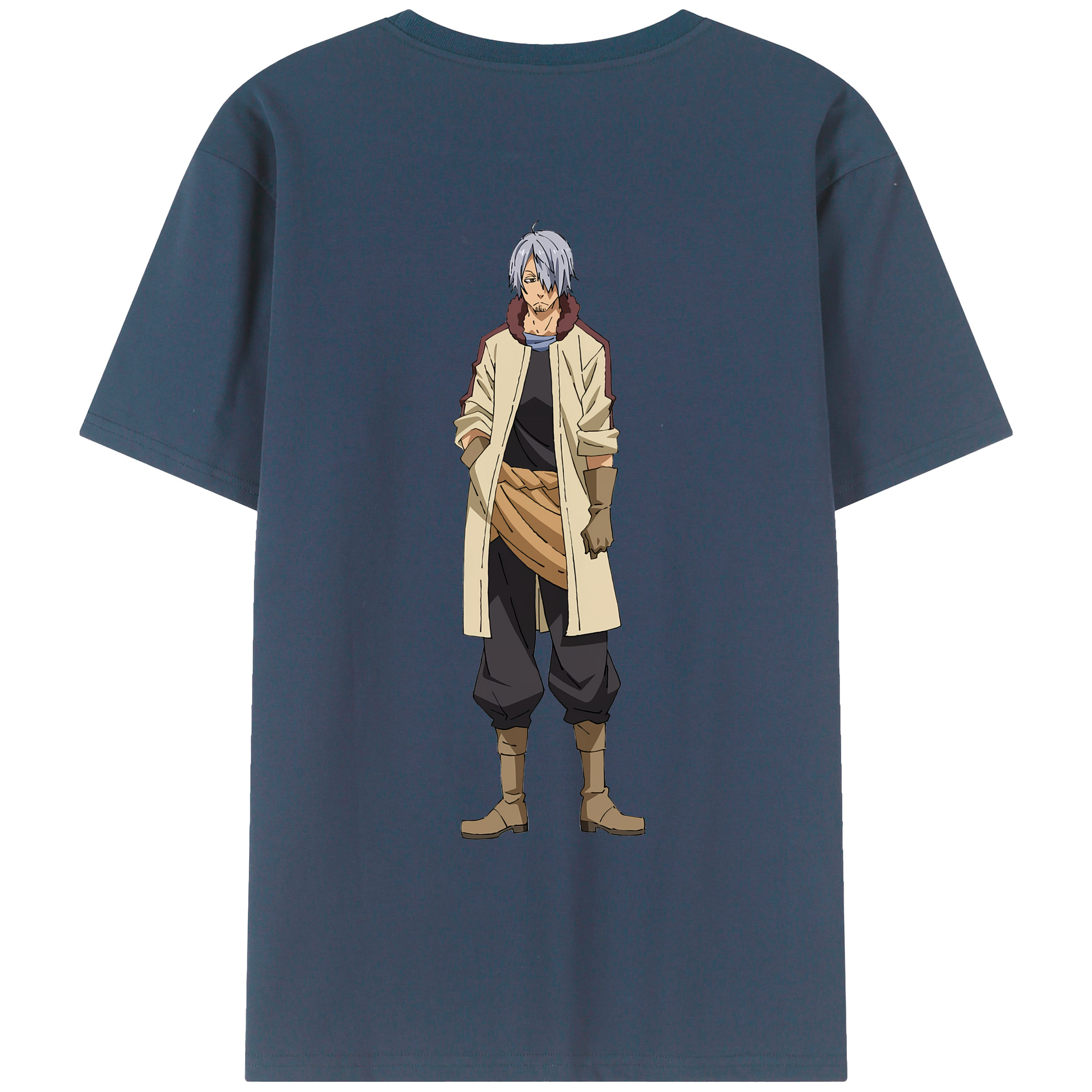 （画像用） 転スラ Regarding Reincarnated to Slime 綿100％ メンズ半袖Tシャツ（バックプリント） 通気性