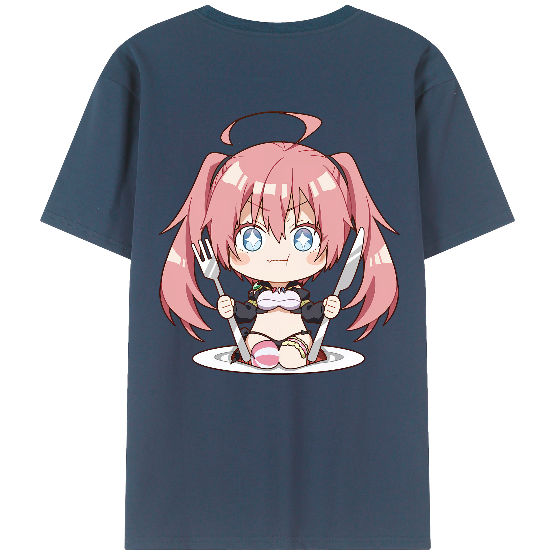 （画像用） 転スラ Regarding Reincarnated to Slime 綿100％ メンズ半袖Tシャツ（バックプリント） 通気性