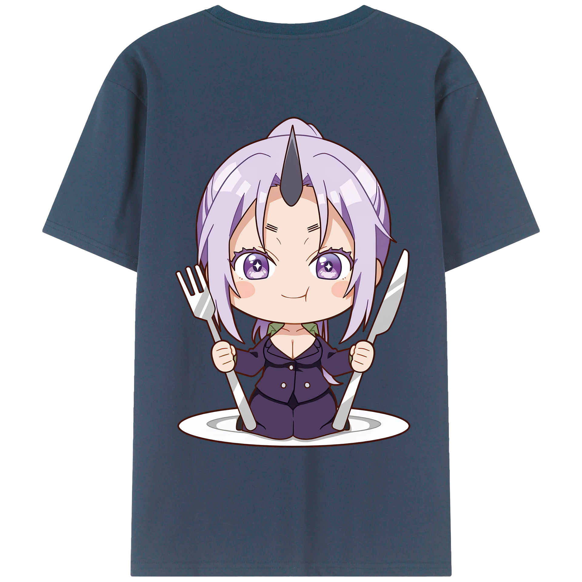 （画像用） 転スラ Regarding Reincarnated to Slime 綿100％ メンズ半袖Tシャツ（バックプリント） 通気性