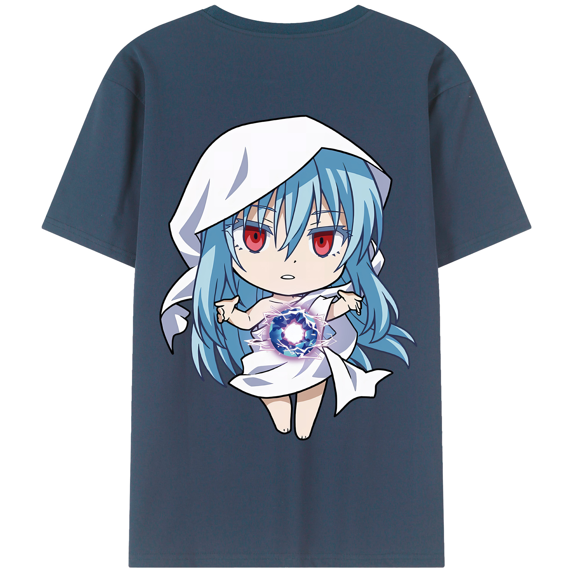 （画像用） 転スラ Regarding Reincarnated to Slime 綿100％ メンズ半袖Tシャツ（バックプリント） 通気性