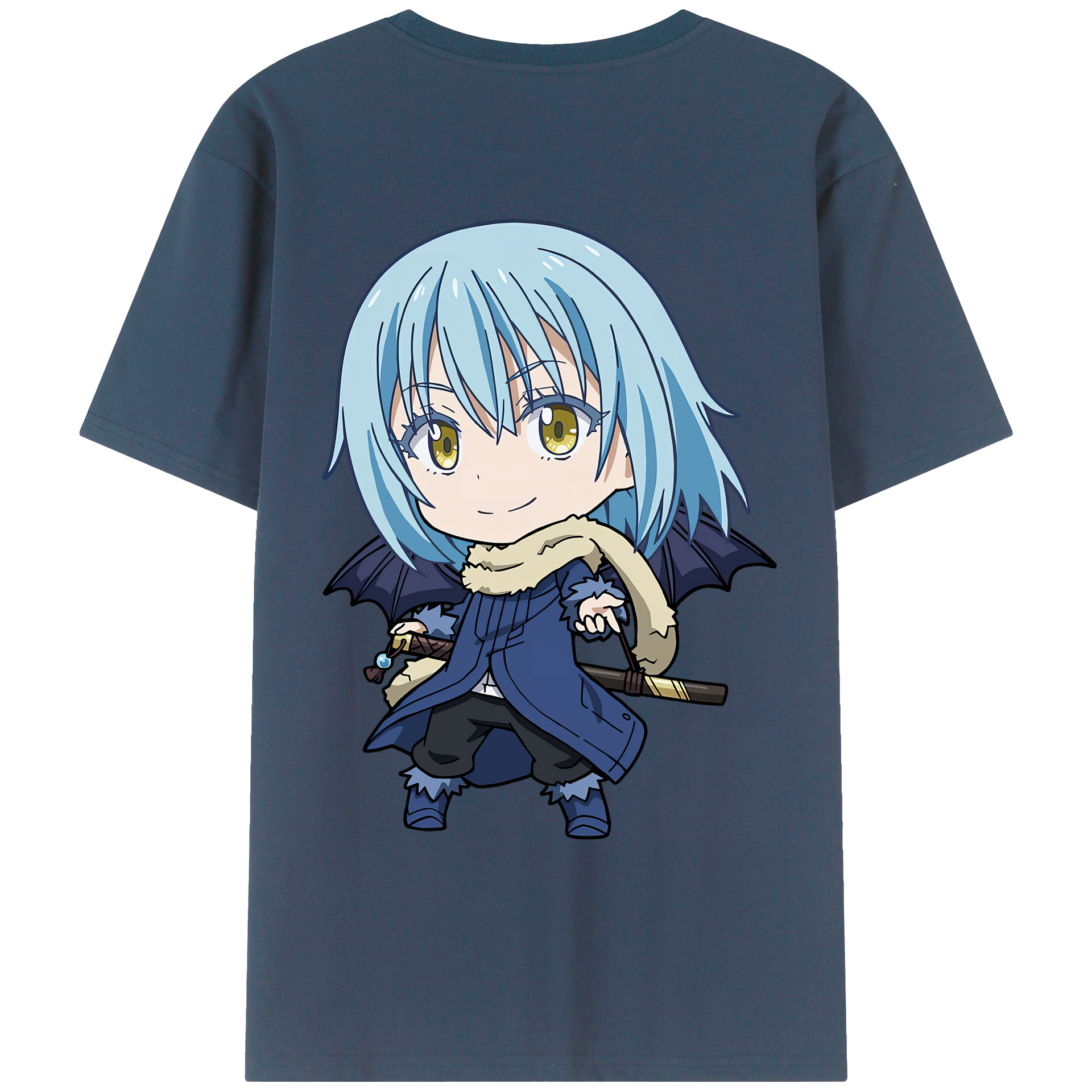 （画像用） 転スラ Regarding Reincarnated to Slime 綿100％ メンズ半袖Tシャツ（バックプリント） 通気性