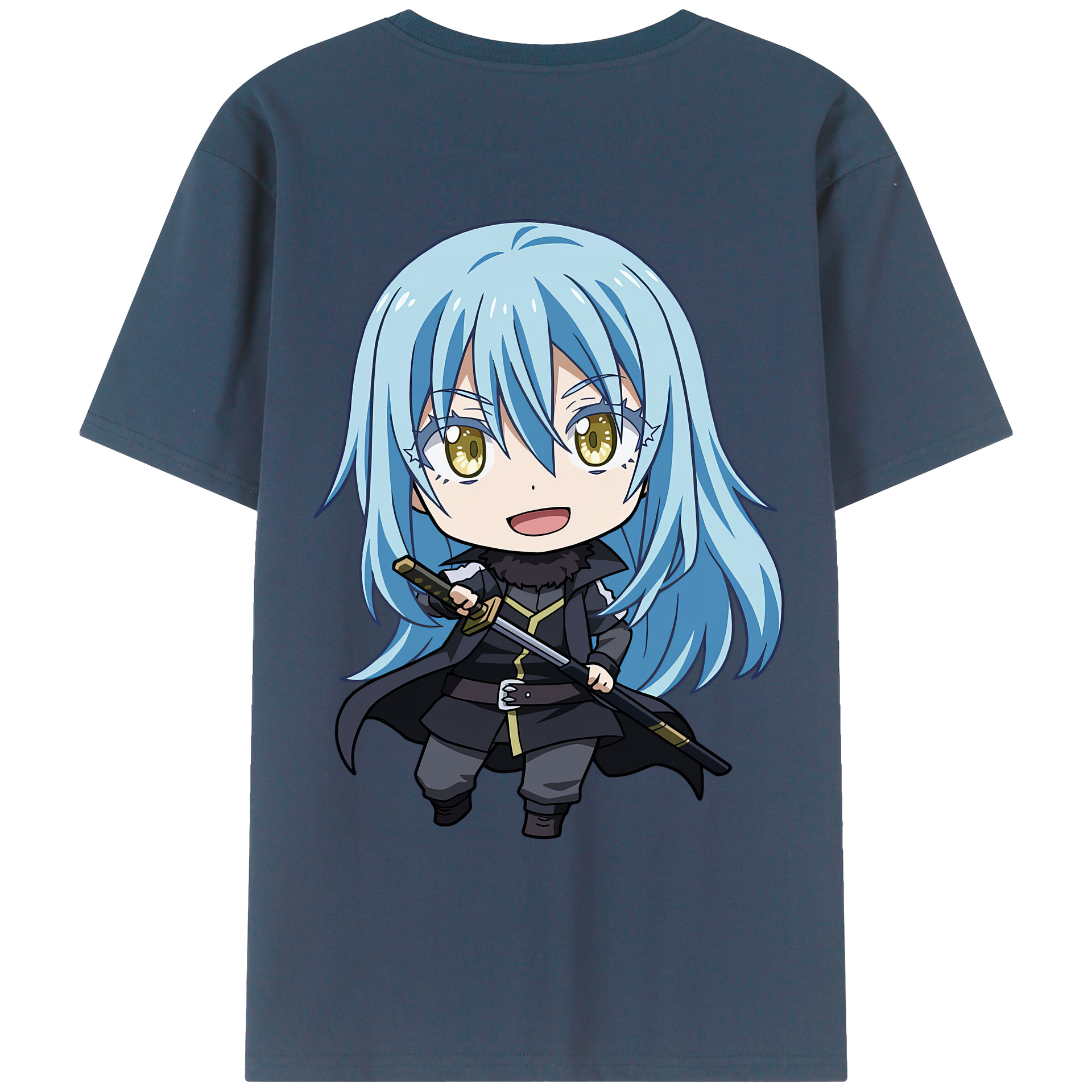 （画像用） 転スラ Regarding Reincarnated to Slime 綿100％ メンズ半袖Tシャツ（バックプリント） 通気性