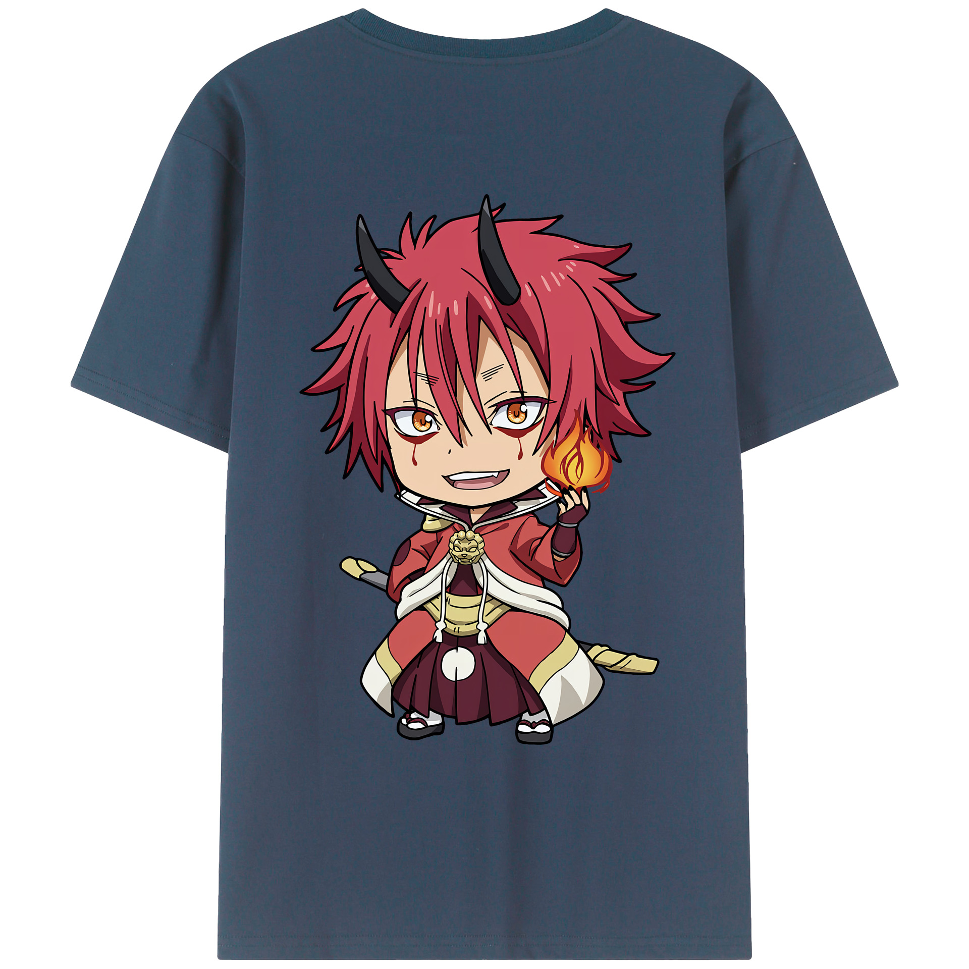 （画像用） 転スラ Regarding Reincarnated to Slime 綿100％ メンズ半袖Tシャツ（バックプリント） 通気性