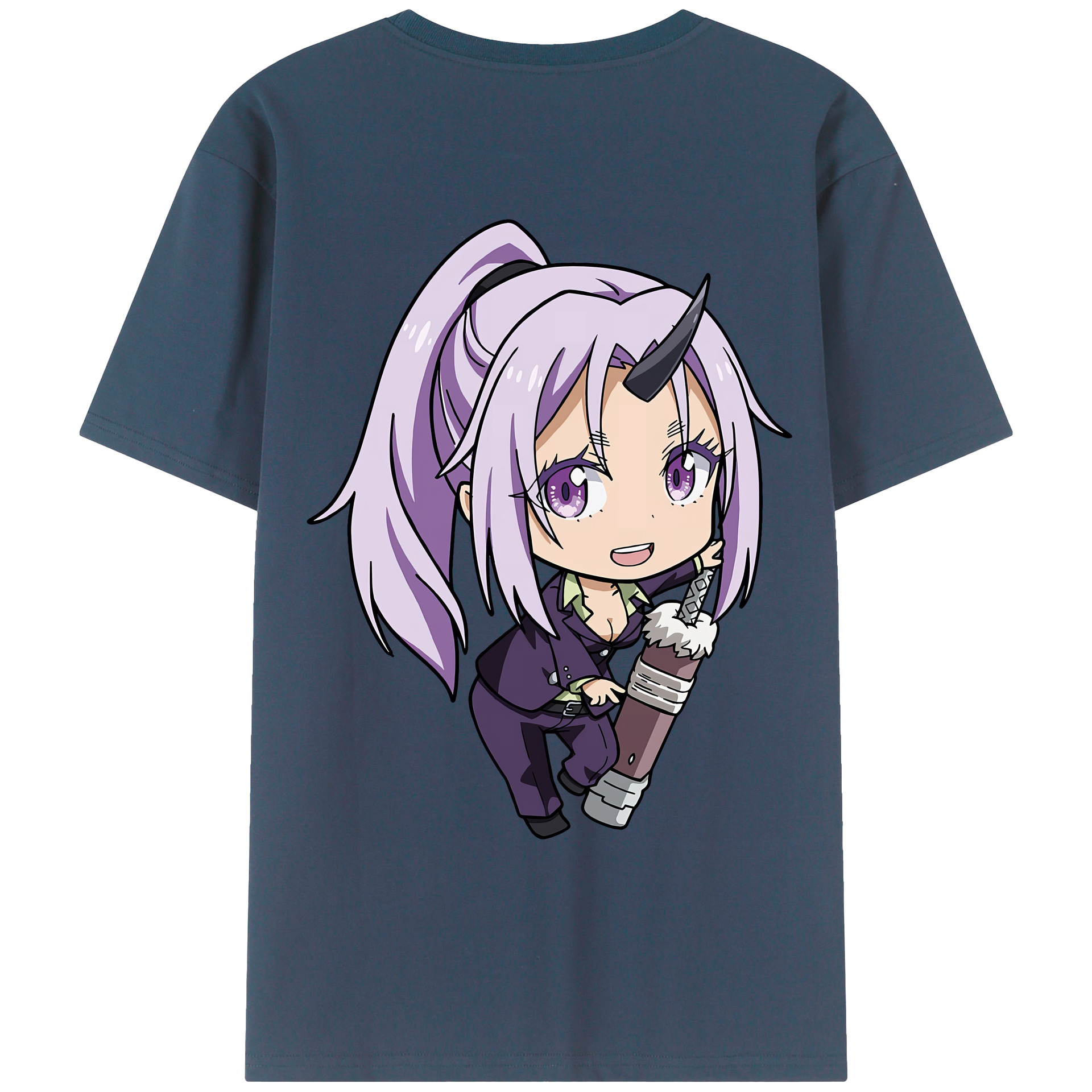 （画像用） 転スラ Regarding Reincarnated to Slime 綿100％ メンズ半袖Tシャツ（バックプリント） 通気性