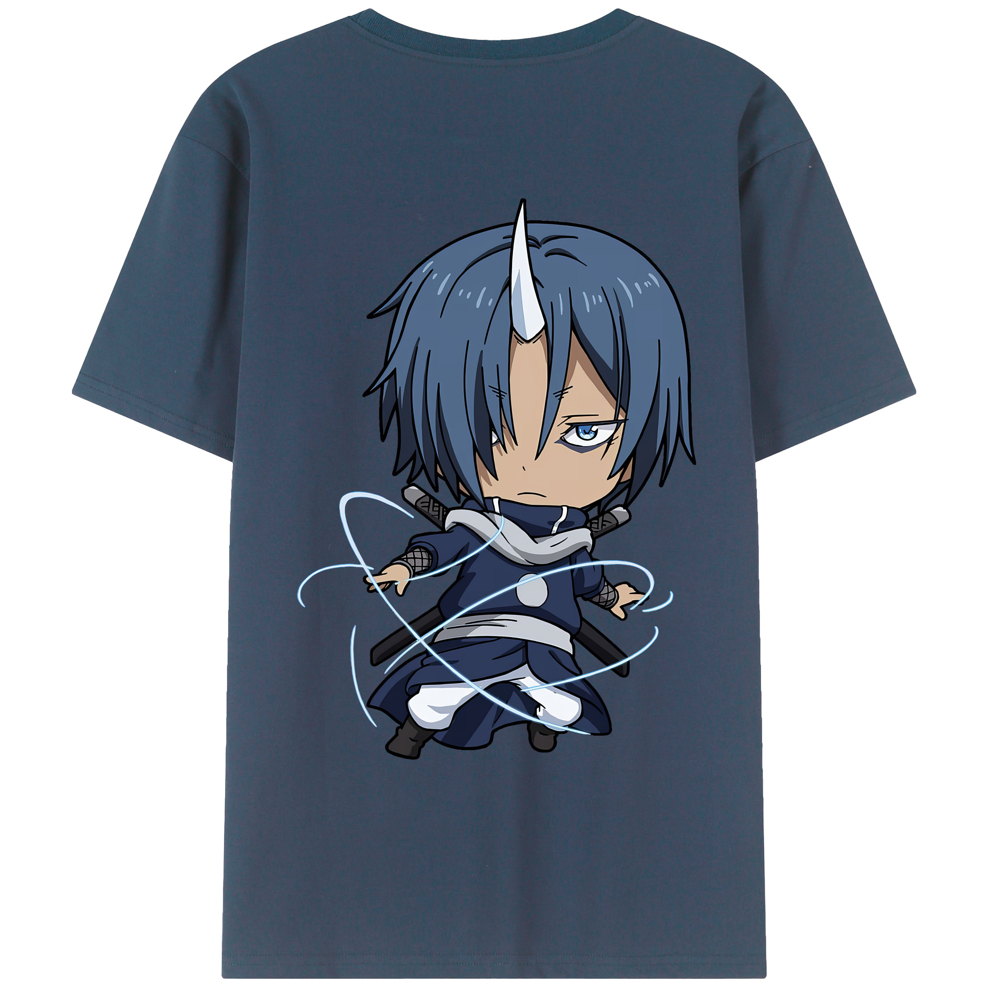 （画像用） 転スラ Regarding Reincarnated to Slime 綿100％ メンズ半袖Tシャツ（バックプリント） 通気性