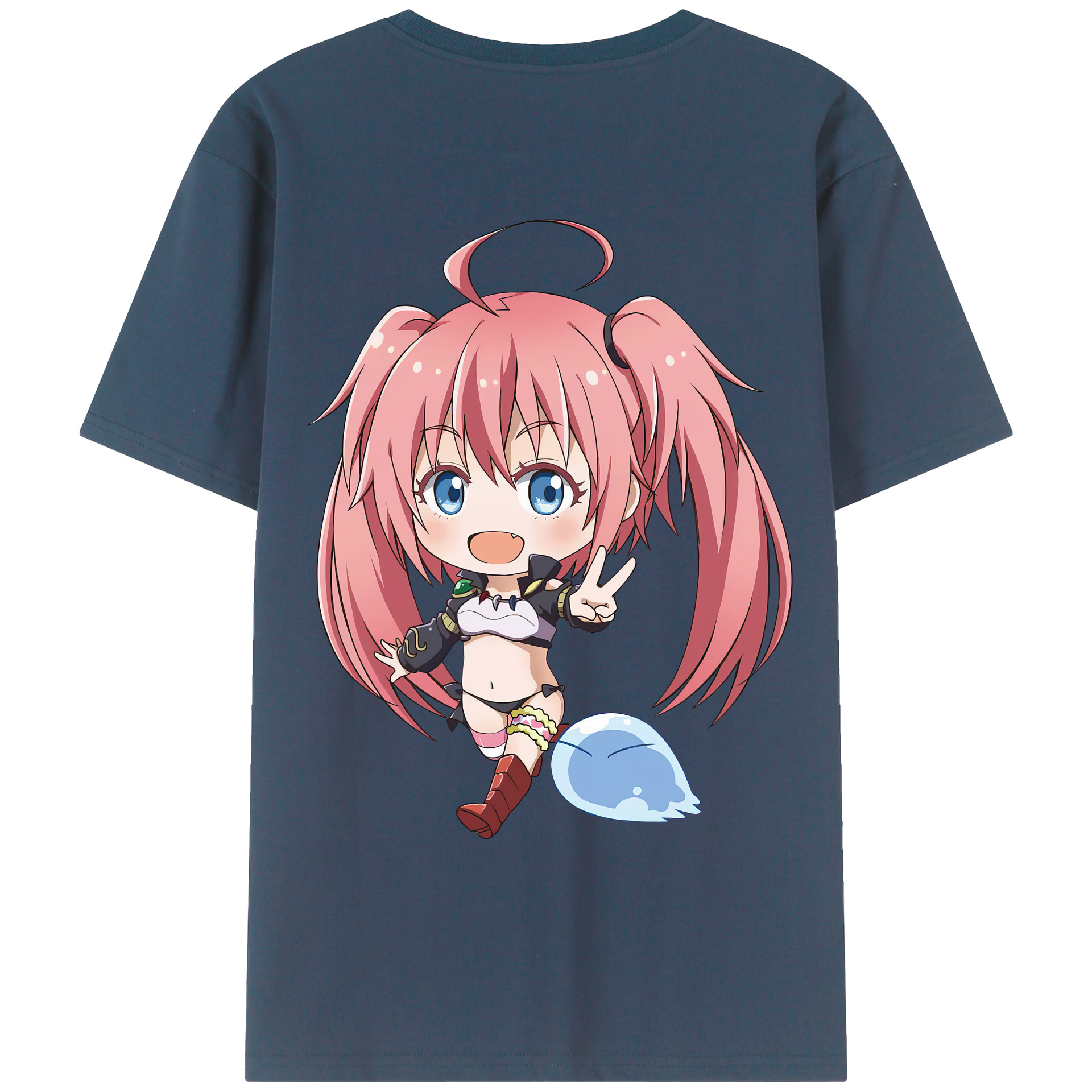 （画像用） 転スラ Regarding Reincarnated to Slime 綿100％ メンズ半袖Tシャツ（バックプリント） 通気性