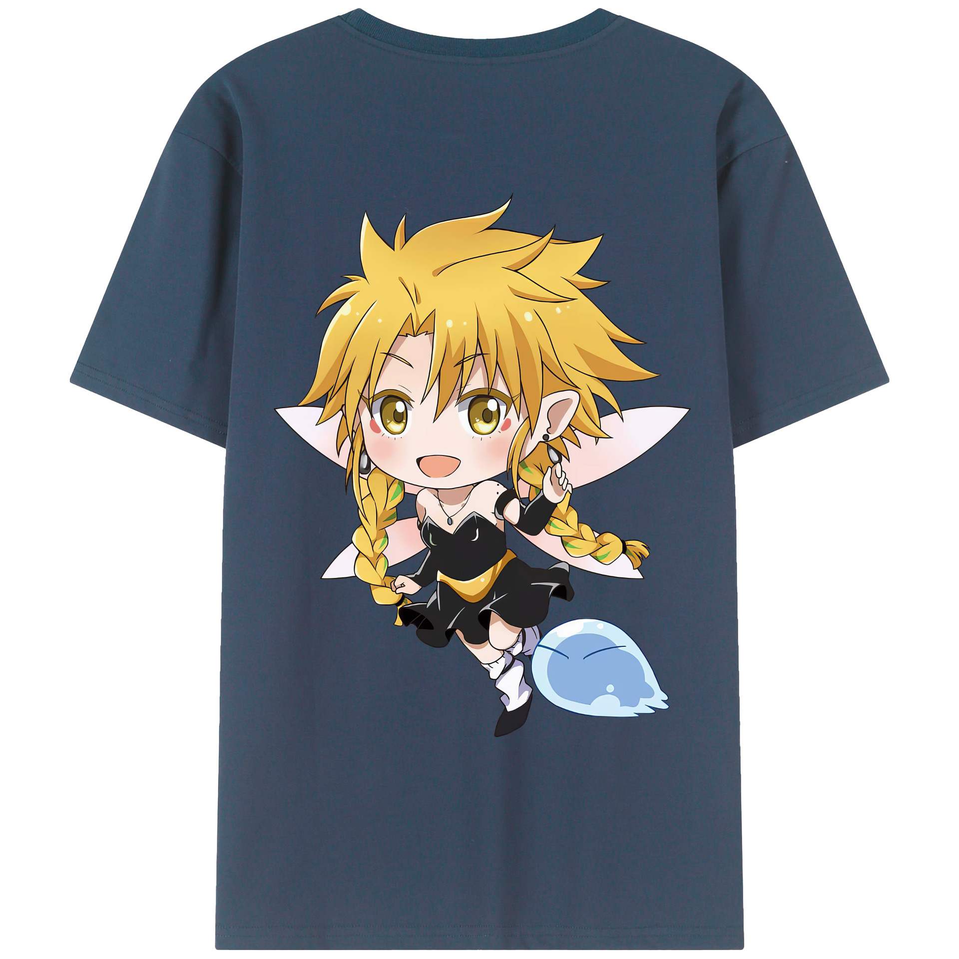 （画像用） 転スラ Regarding Reincarnated to Slime 綿100％ メンズ半袖Tシャツ（バックプリント） 通気性