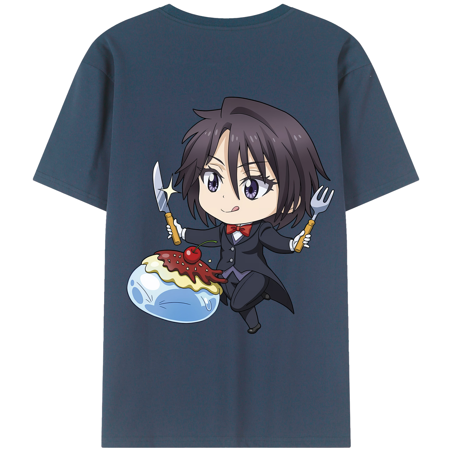 （画像用） 転スラ Regarding Reincarnated to Slime 綿100％ メンズ半袖Tシャツ（バックプリント） 通気性