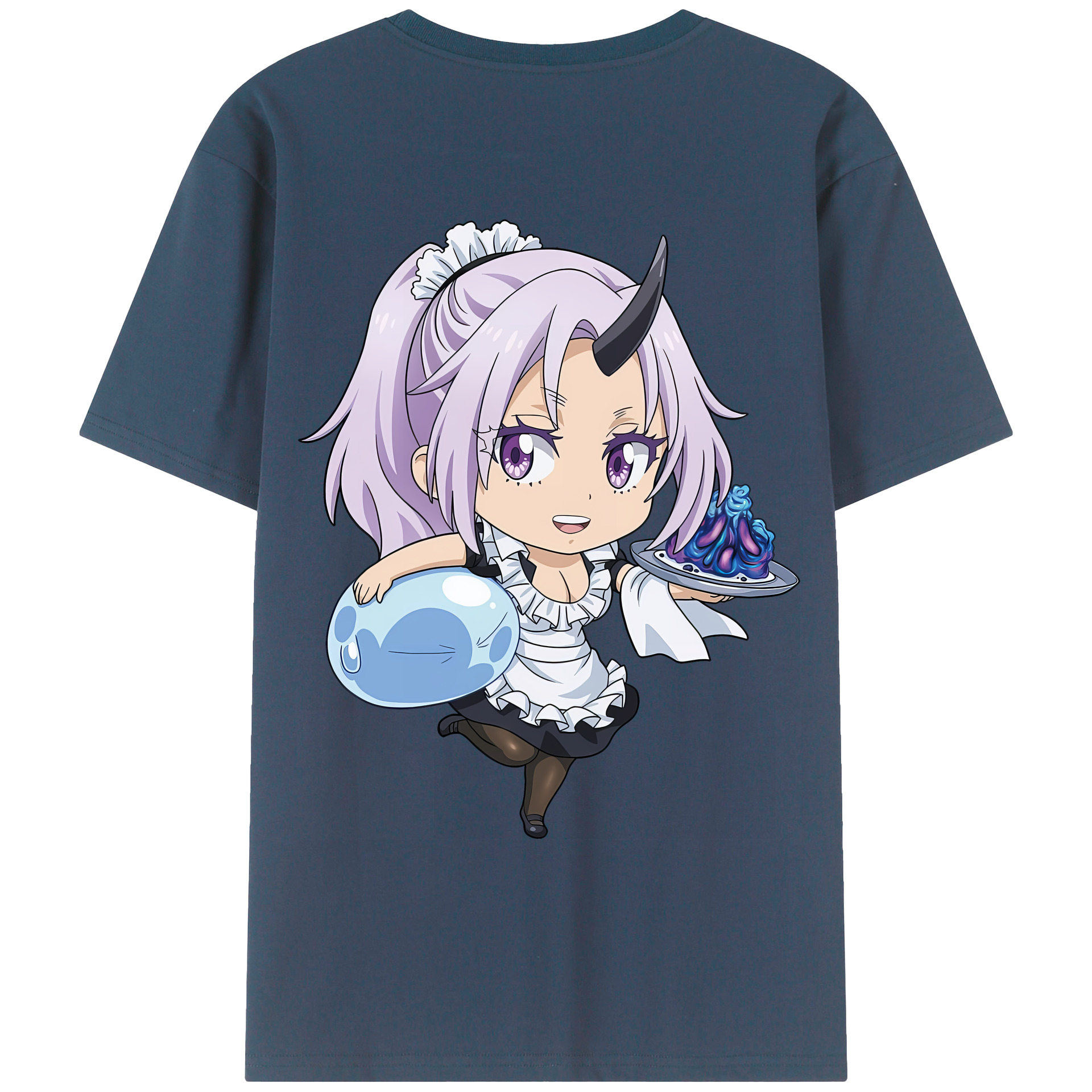 （画像用） 転スラ Regarding Reincarnated to Slime 綿100％ メンズ半袖Tシャツ（バックプリント） 通気性