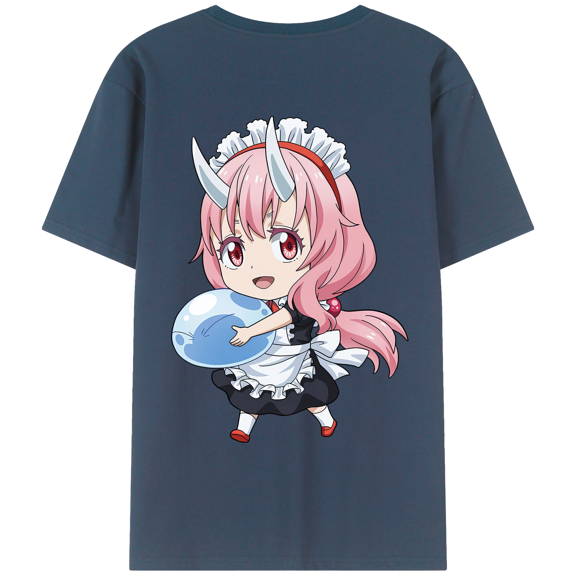 （画像用） 転スラ Regarding Reincarnated to Slime 綿100％ メンズ半袖Tシャツ（バックプリント） 通気性