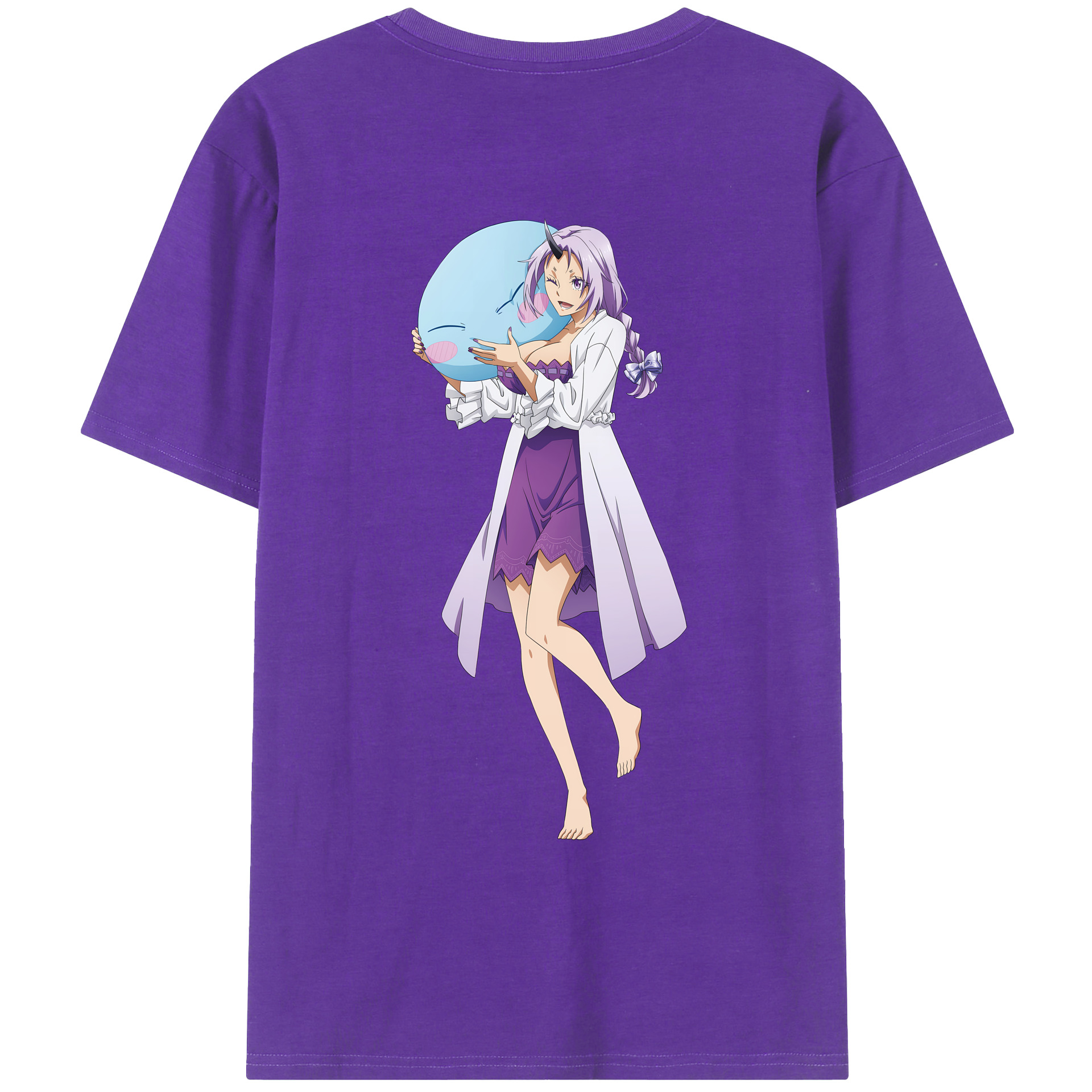 （画像用） 転スラ Regarding Reincarnated to Slime 綿100％ メンズ半袖Tシャツ（バックプリント） 通気性
