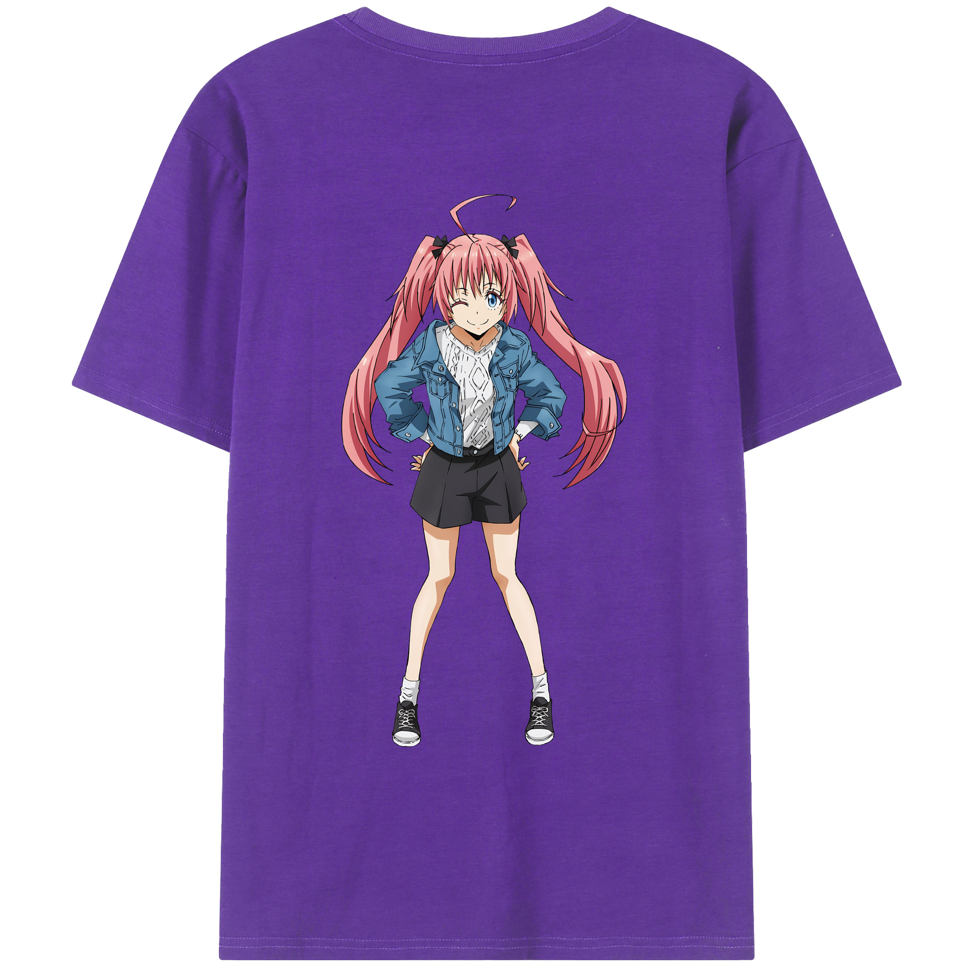 （画像用） 転スラ Regarding Reincarnated to Slime 綿100％ メンズ半袖Tシャツ（バックプリント） 通気性