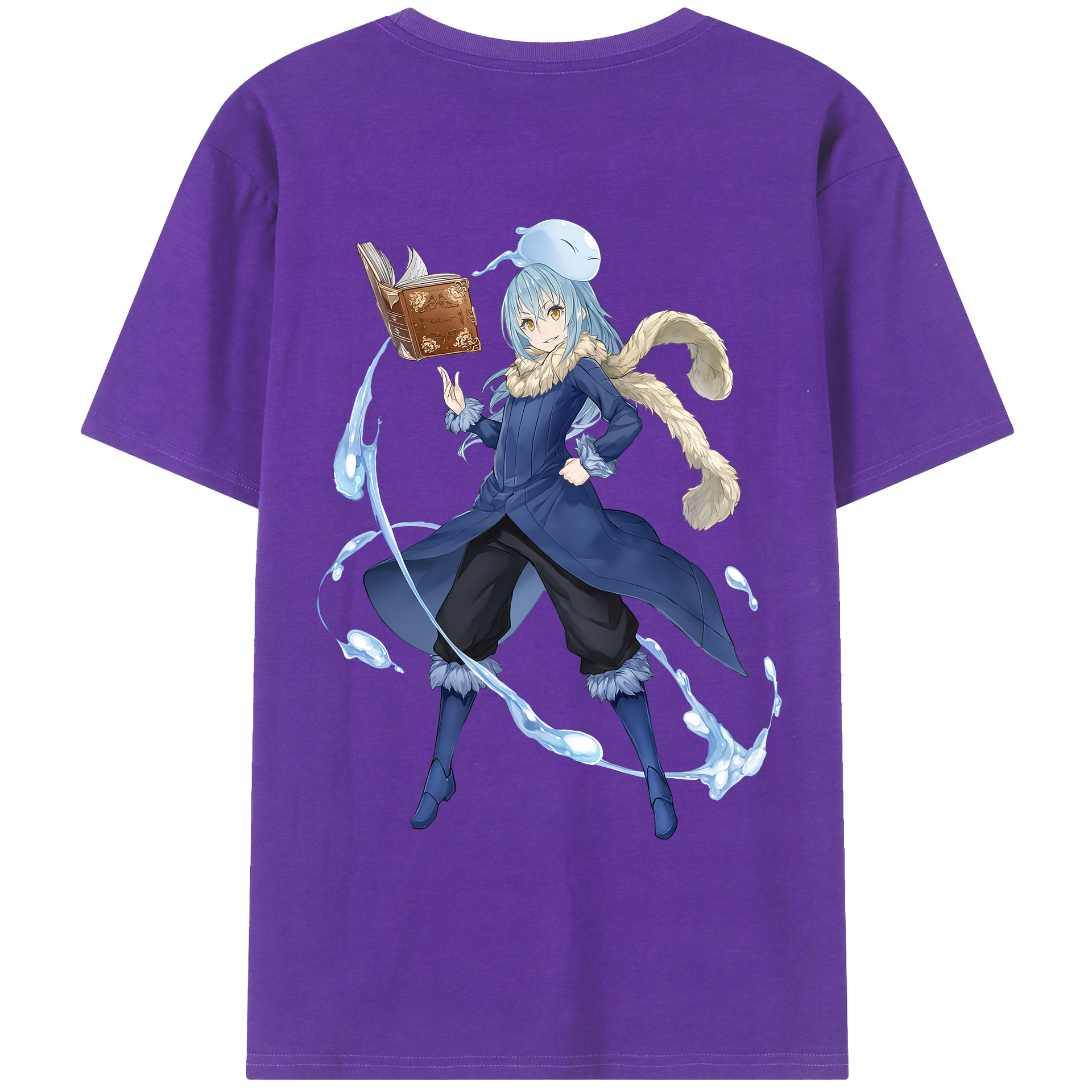 （画像用） 転スラ Regarding Reincarnated to Slime 綿100％ メンズ半袖Tシャツ（バックプリント） 通気性