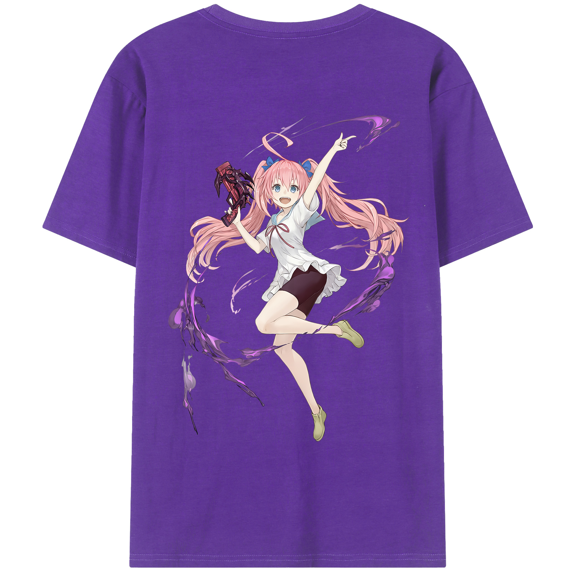 （画像用） 転スラ Regarding Reincarnated to Slime 綿100％ メンズ半袖Tシャツ（バックプリント） 通気性