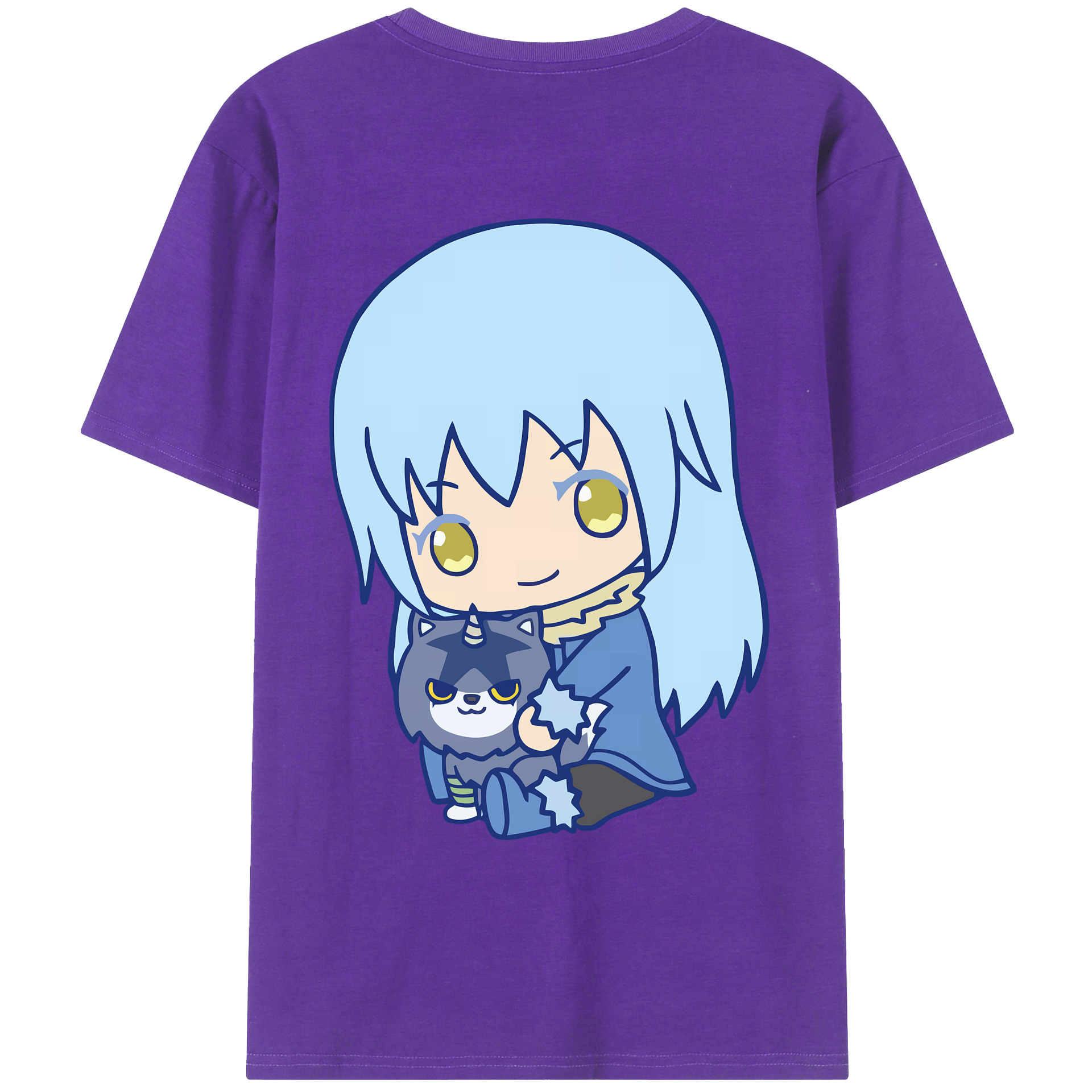 （画像用） 転スラ Regarding Reincarnated to Slime 綿100％ メンズ半袖Tシャツ（バックプリント） 通気性