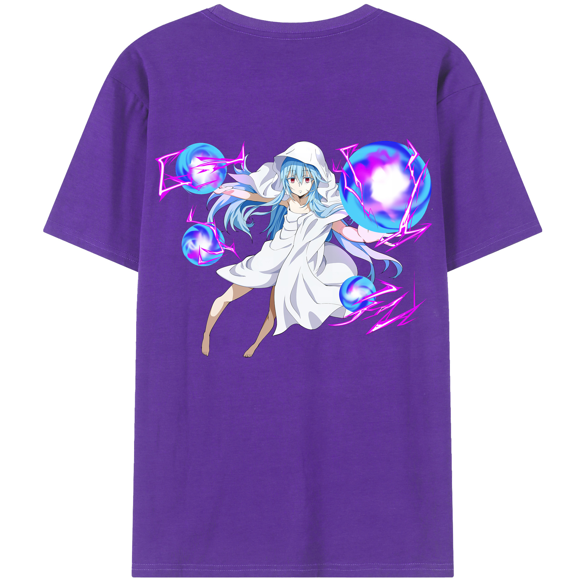 （画像用） 転スラ Regarding Reincarnated to Slime 綿100％ メンズ半袖Tシャツ（バックプリント） 通気性