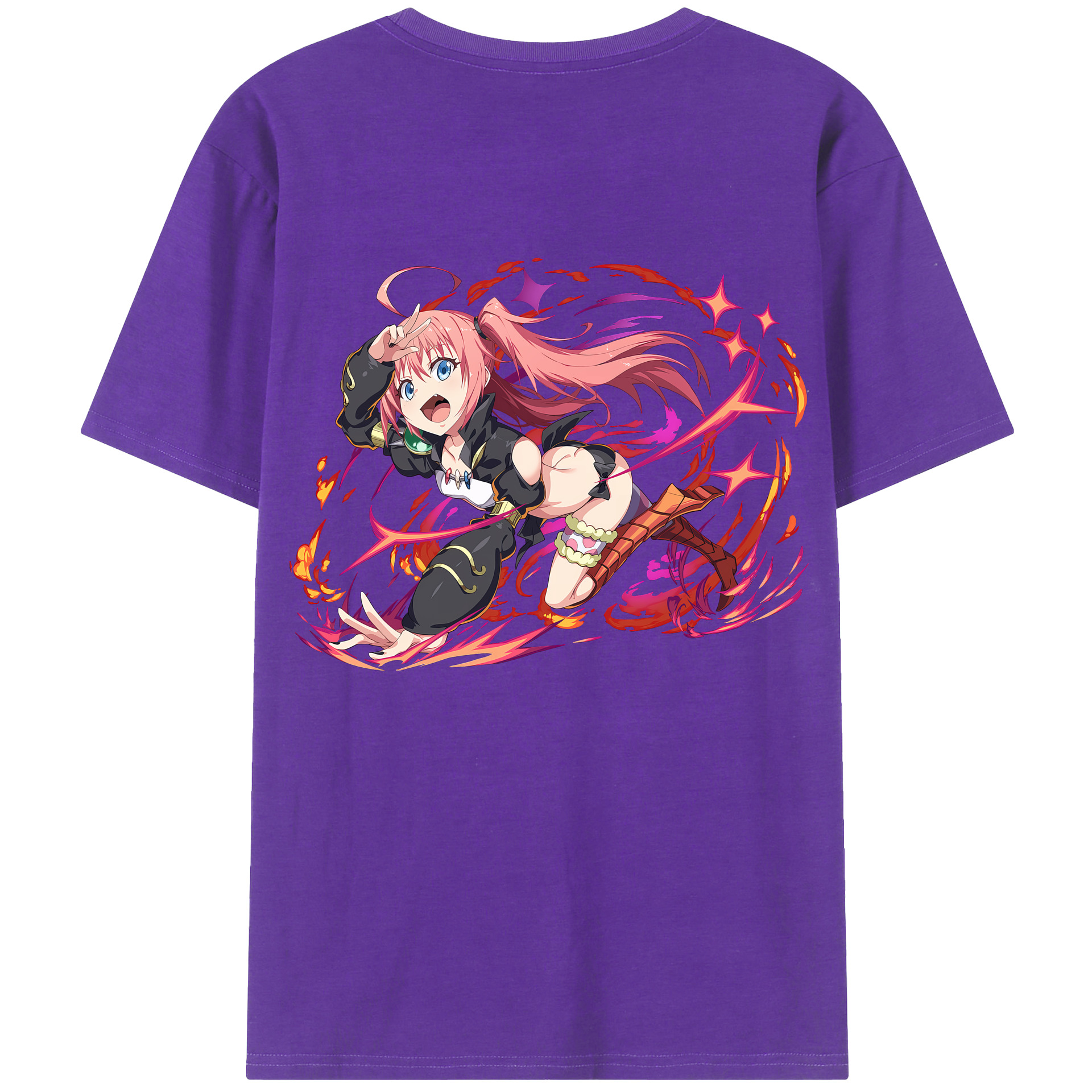 （画像用） 転スラ Regarding Reincarnated to Slime 綿100％ メンズ半袖Tシャツ（バックプリント） 通気性