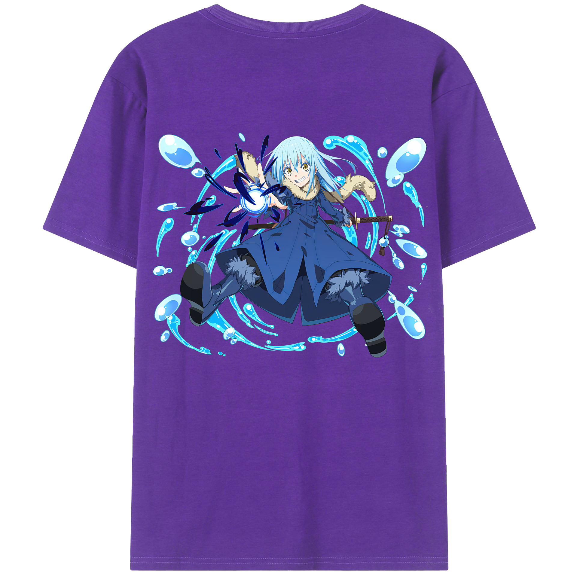 （画像用） 転スラ Regarding Reincarnated to Slime 綿100％ メンズ半袖Tシャツ（バックプリント） 通気性