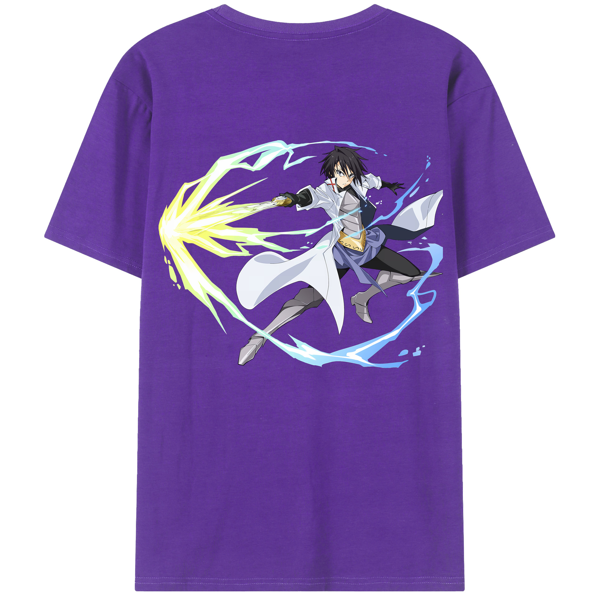 （画像用） 転スラ Regarding Reincarnated to Slime 綿100％ メンズ半袖Tシャツ（バックプリント） 通気性