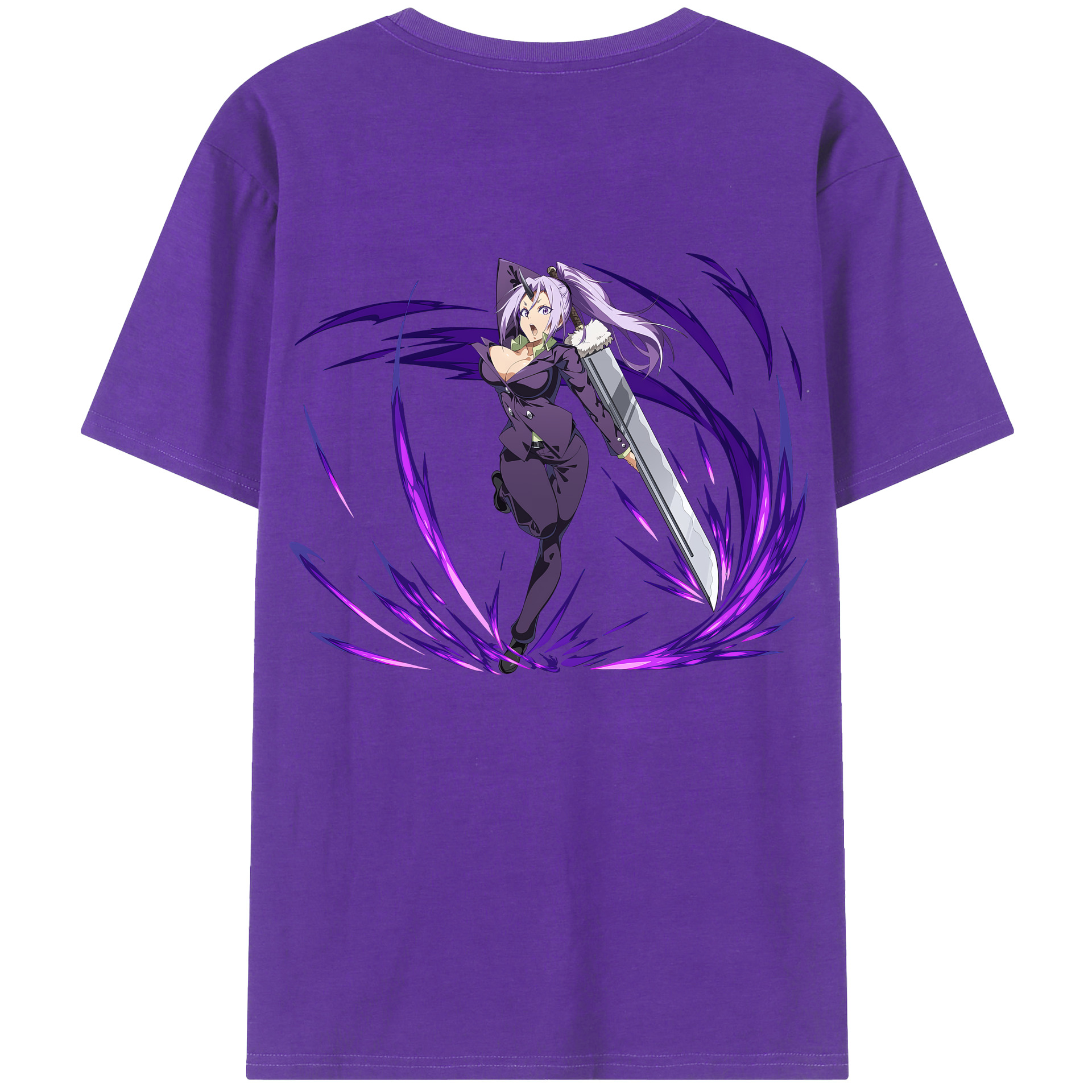 （画像用） 転スラ Regarding Reincarnated to Slime 綿100％ メンズ半袖Tシャツ（バックプリント） 通気性