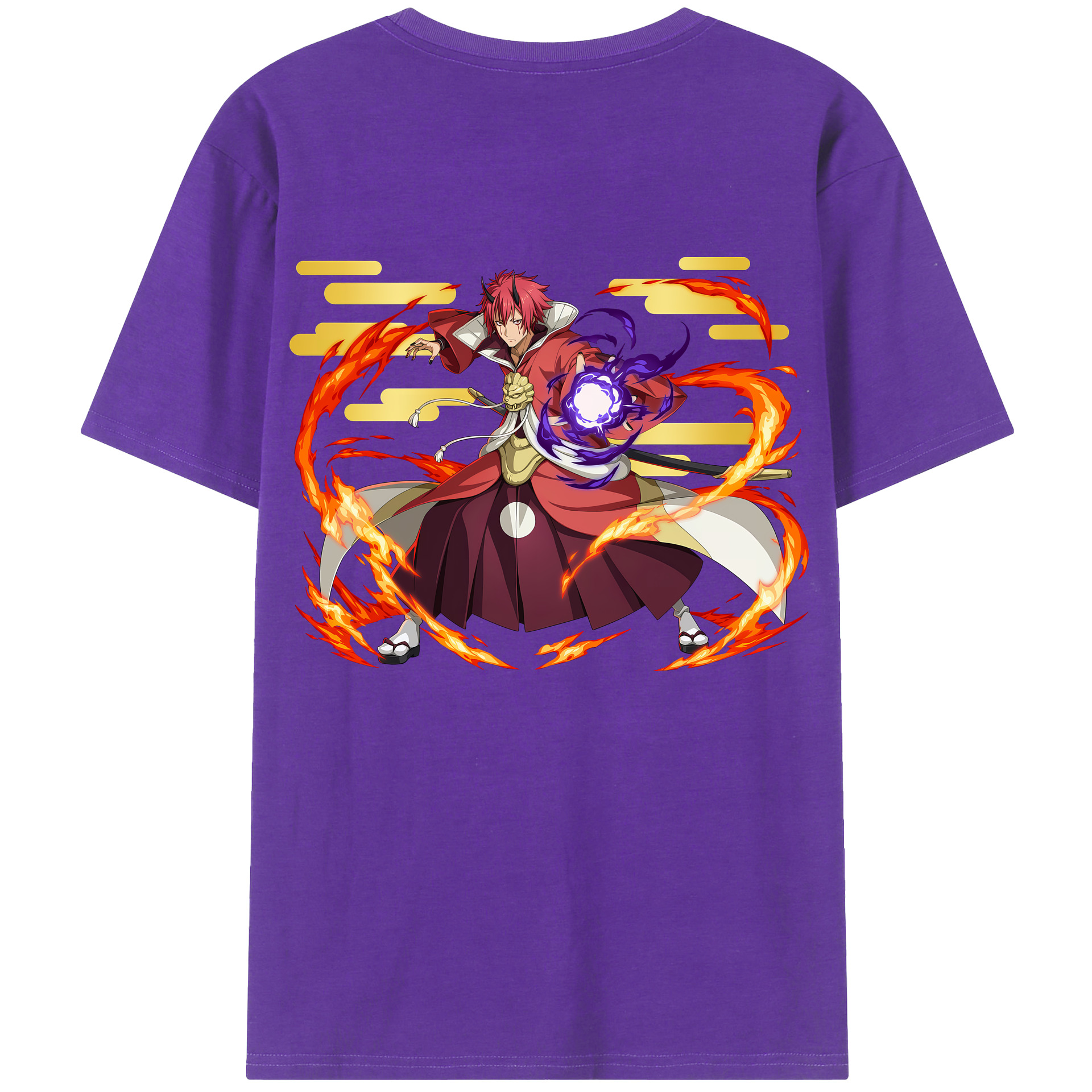（画像用） 転スラ Regarding Reincarnated to Slime 綿100％ メンズ半袖Tシャツ（バックプリント） 通気性